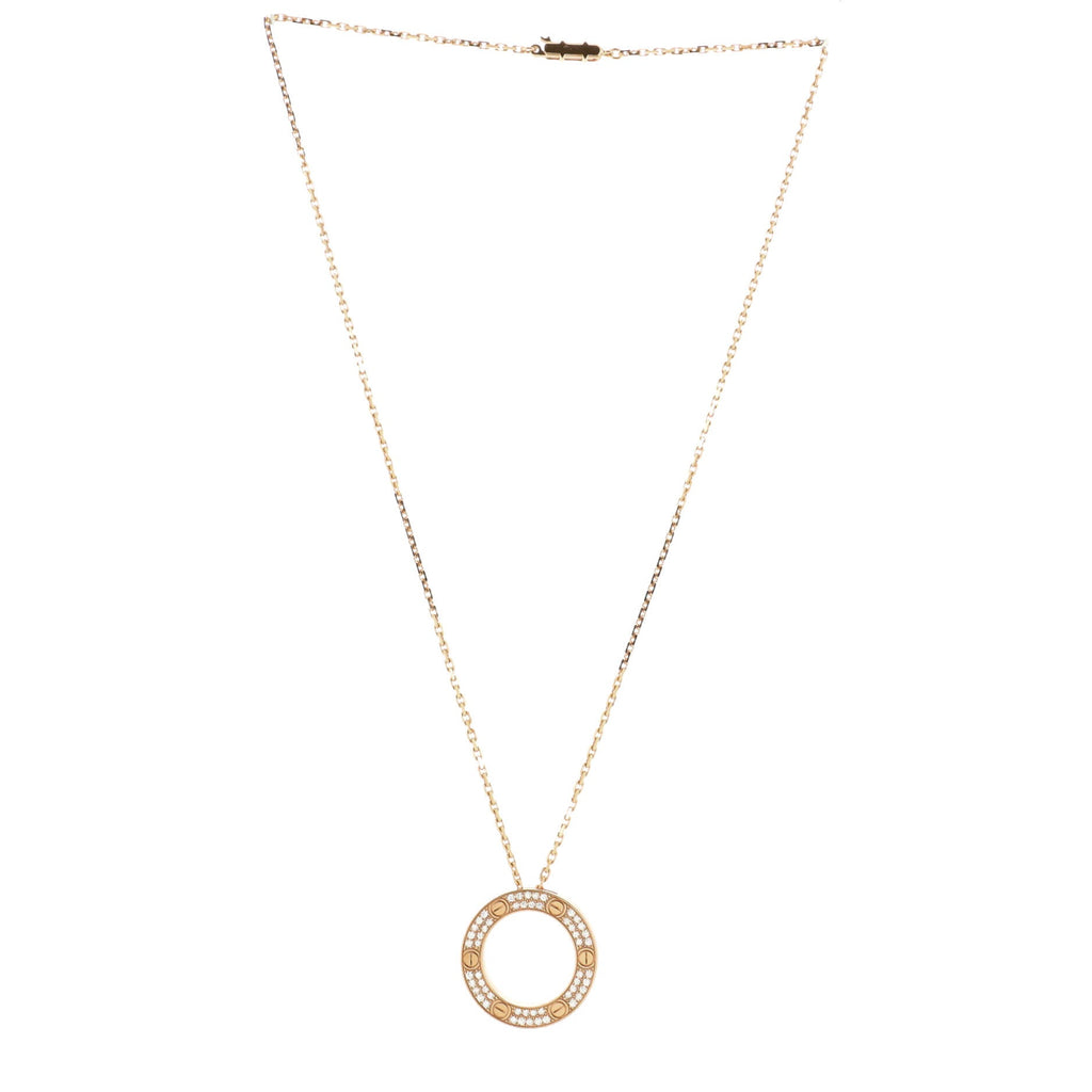 Pave Love Pendant Necklace 18K Rose Gold and Diamonds