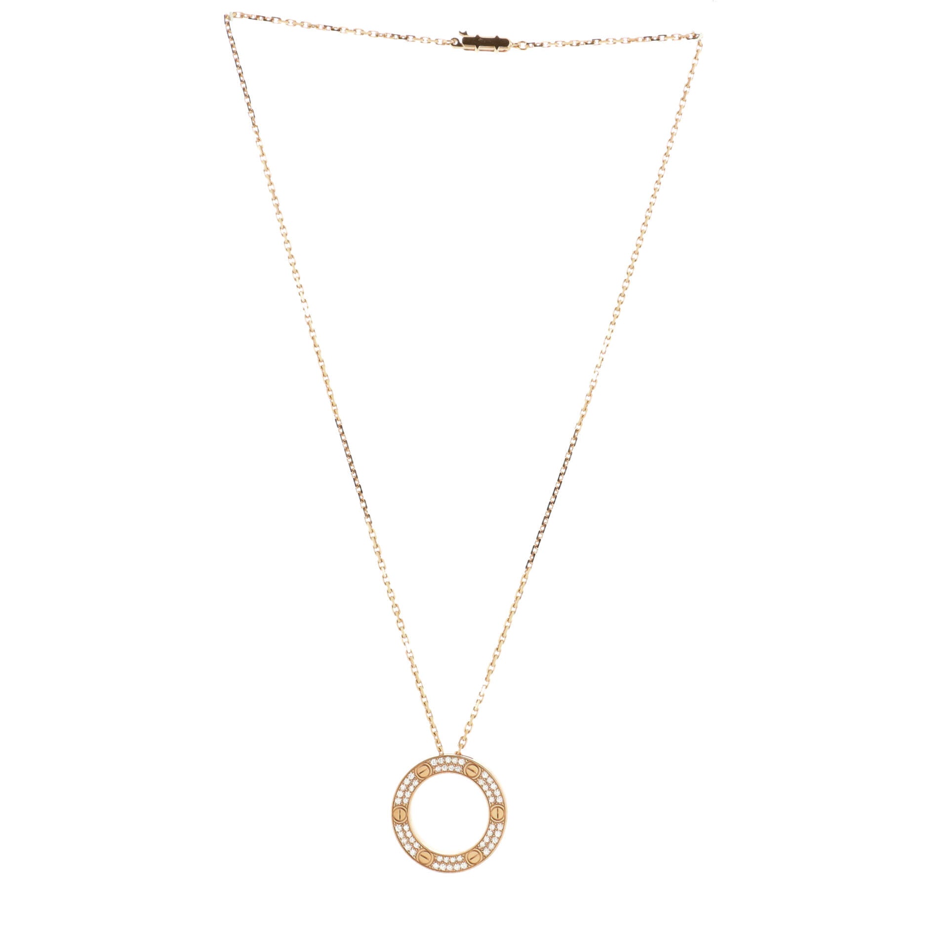 Pave Love Pendant Necklace 18K Rose Gold and Diamonds