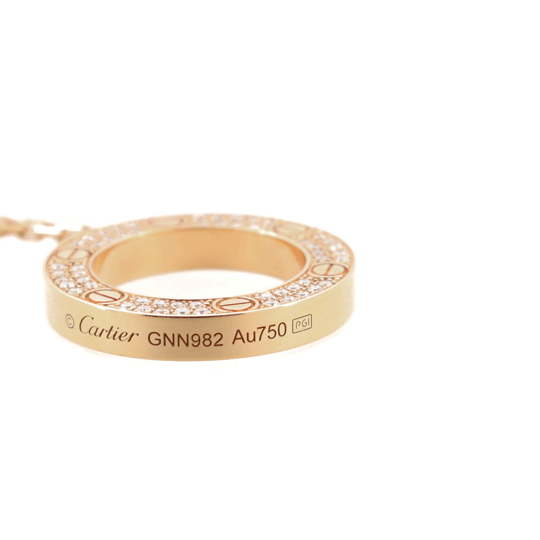 Pave Love Pendant Necklace 18K Rose Gold and Diamonds