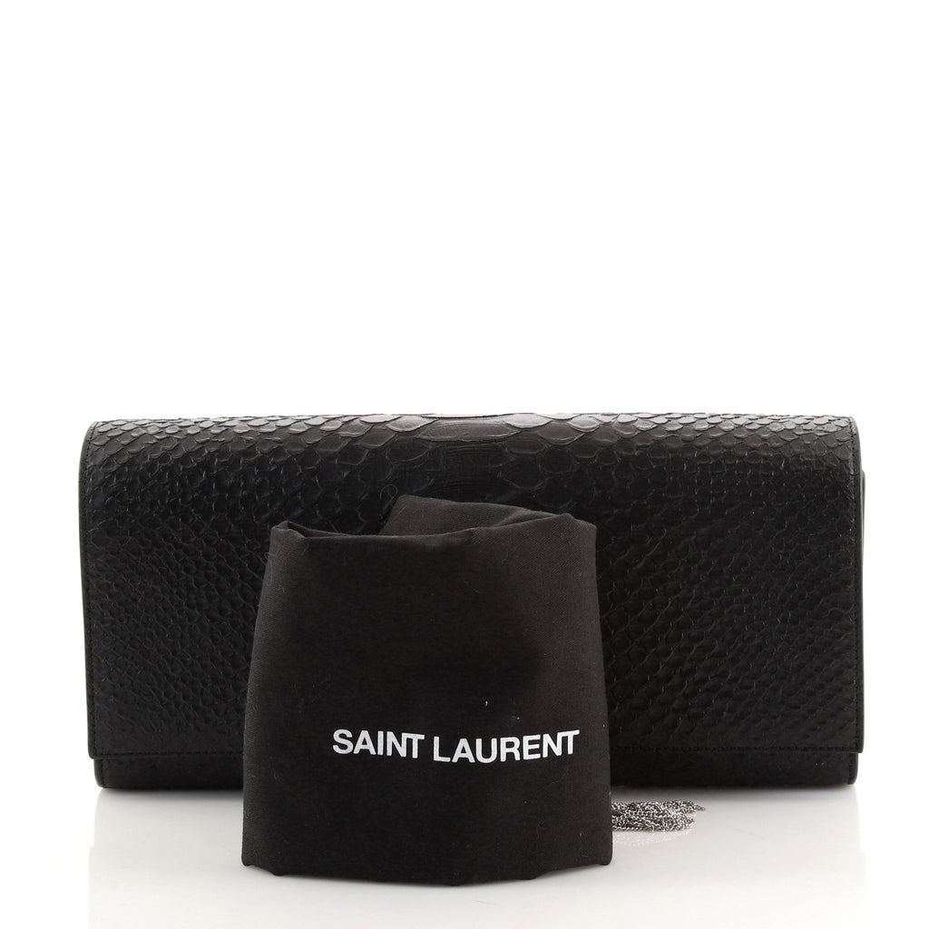 Classic Monogram Tassel Clutch Snake Embossed Leather Long