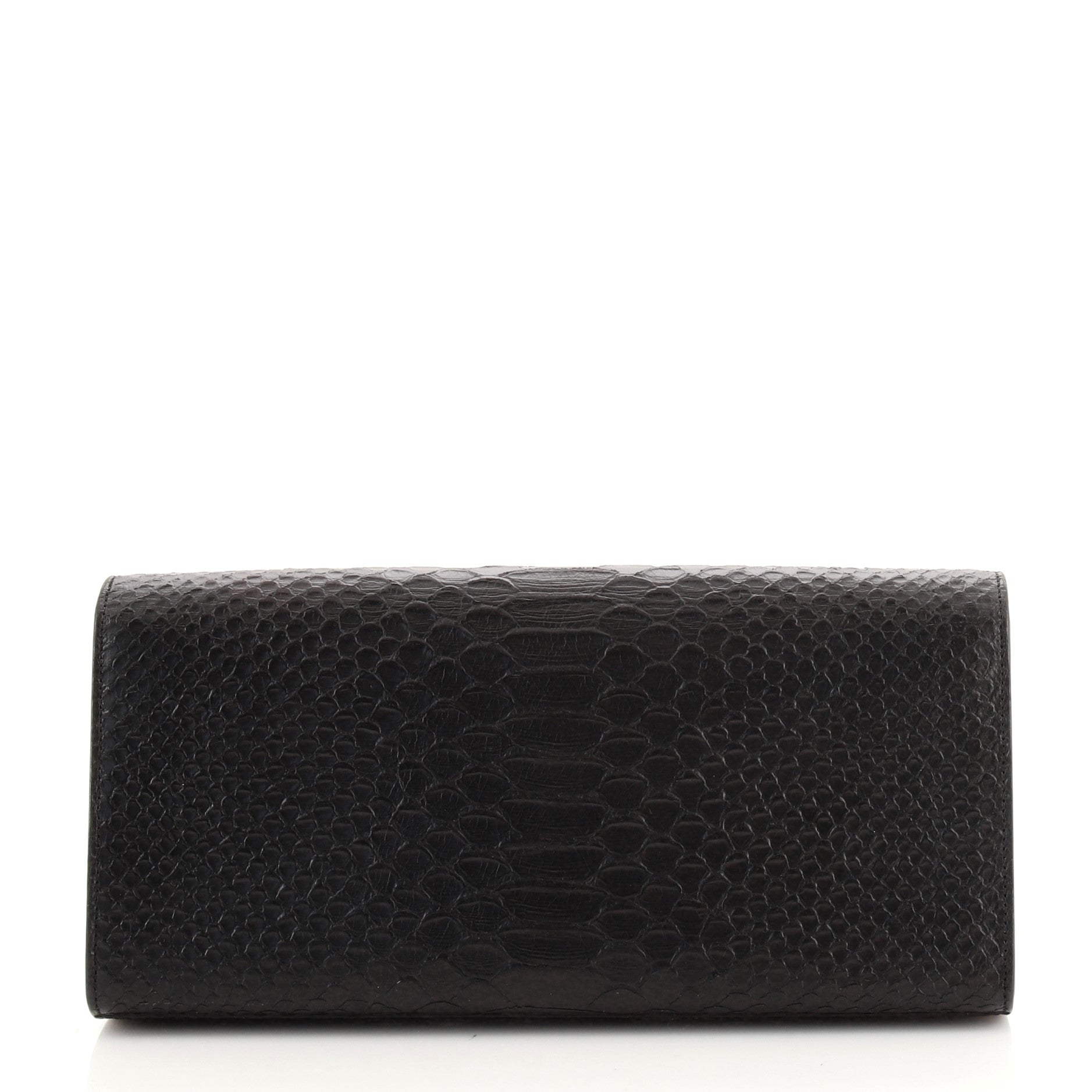 Classic Monogram Tassel Clutch Snake Embossed Leather Long