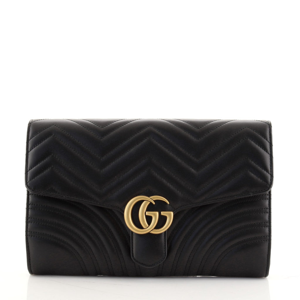 GG Marmont Flap Clutch Matelasse Leather