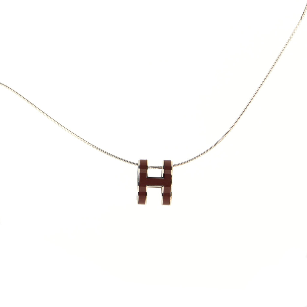 Pop H Pendant Cord Necklace Metal and Enamel