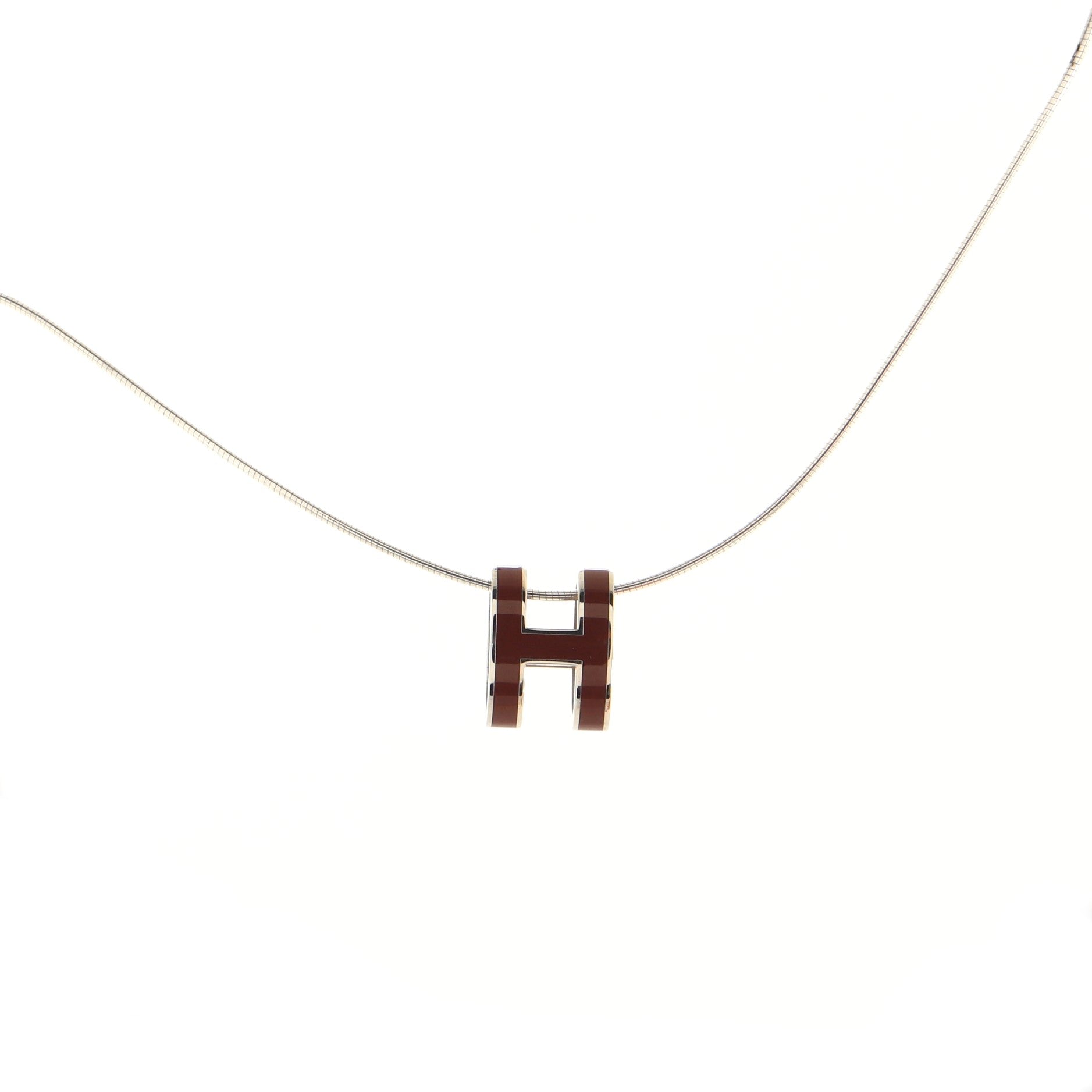 Pop H Pendant Cord Necklace Metal and Enamel