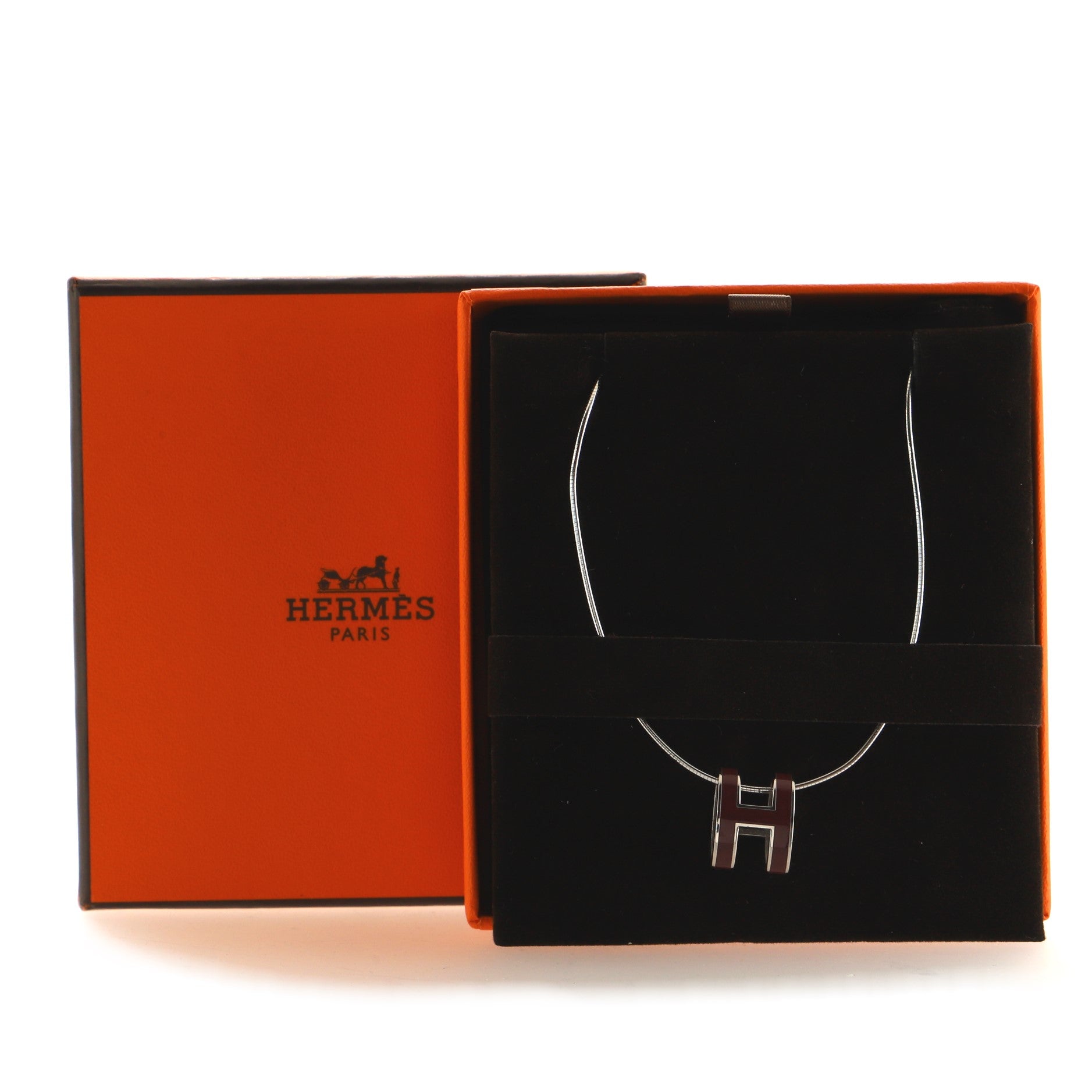 Pop H Pendant Cord Necklace Metal and Enamel