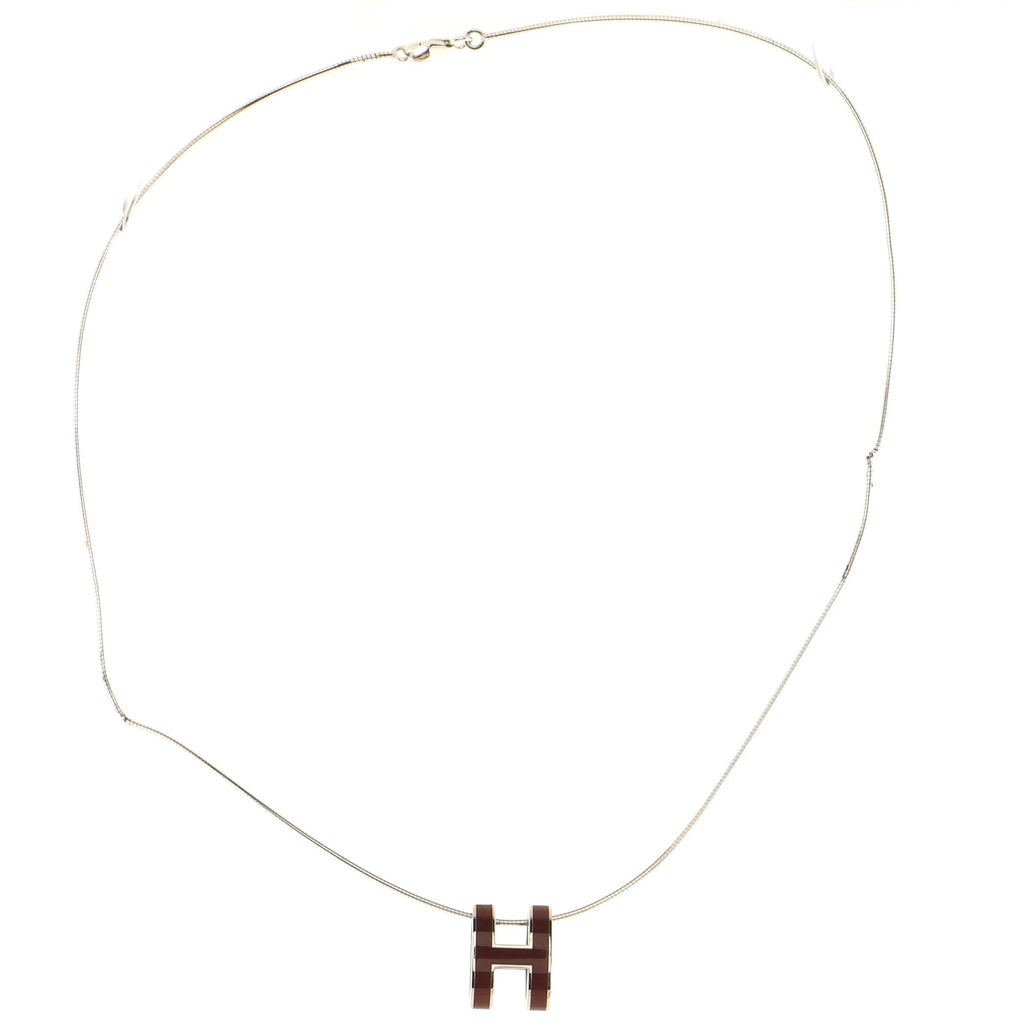 Pop H Pendant Cord Necklace Metal and Enamel
