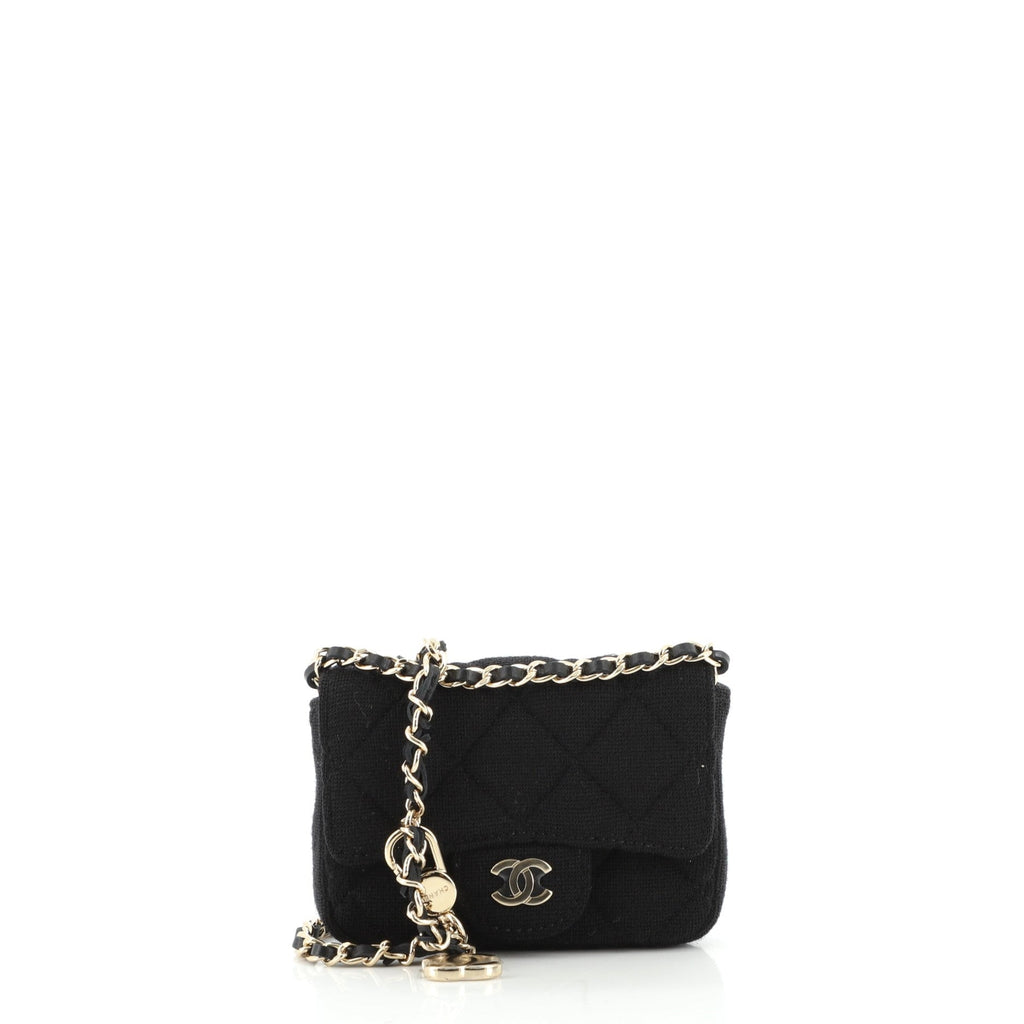 Classic Flap Chain Belt Bag Quilted Jersey Mini