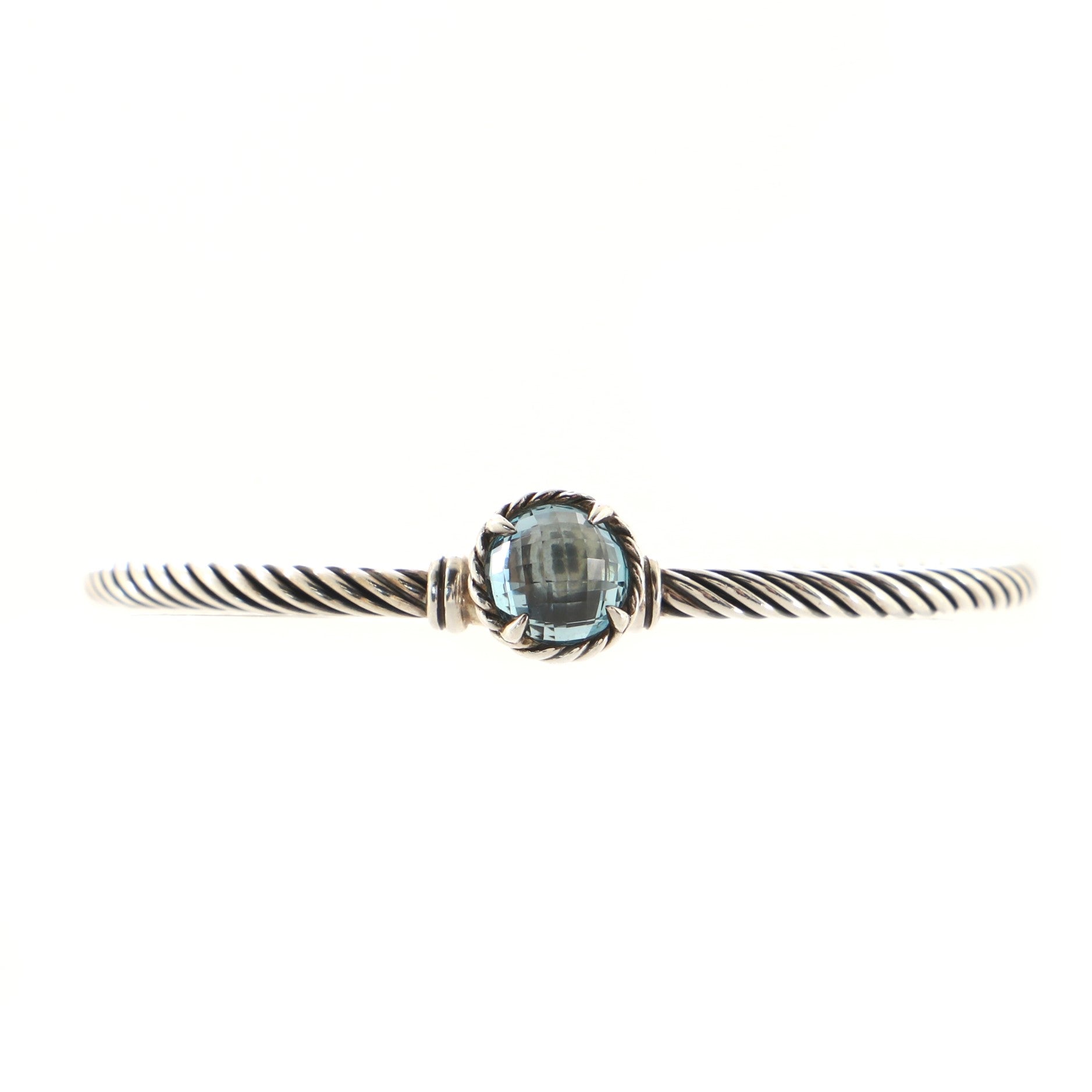 Chatelaine Dome Bracelet Sterling Silver with Blue Topaz 3mm