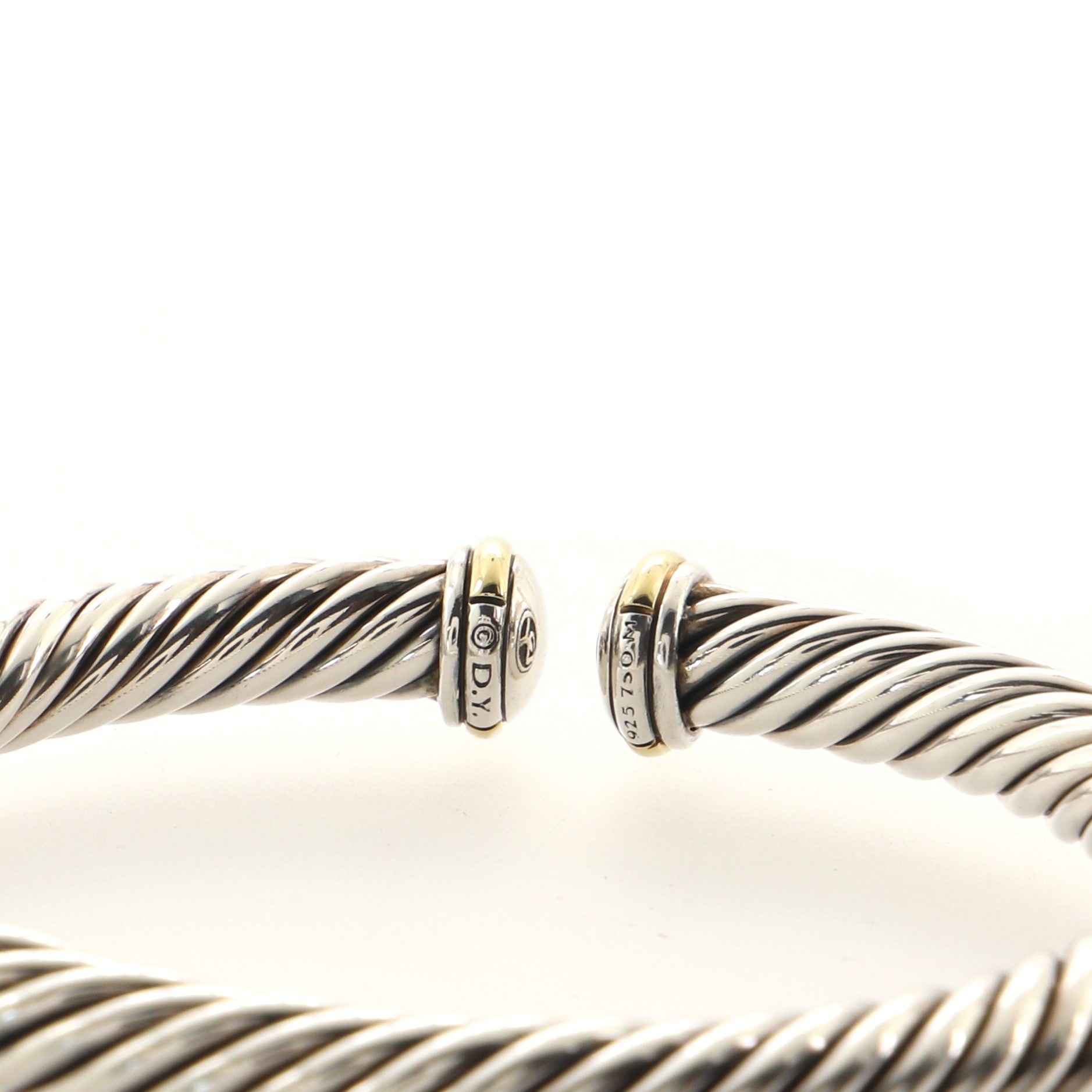 Cable Spira Bracelet Sterling Silver with 18K Yellow Gold 7mm