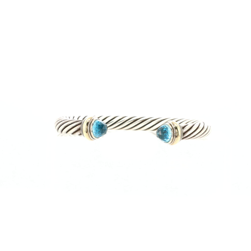 Cable Classic Bracelet Sterling Silver with 14K Yellow Gold and Topaz 7mm