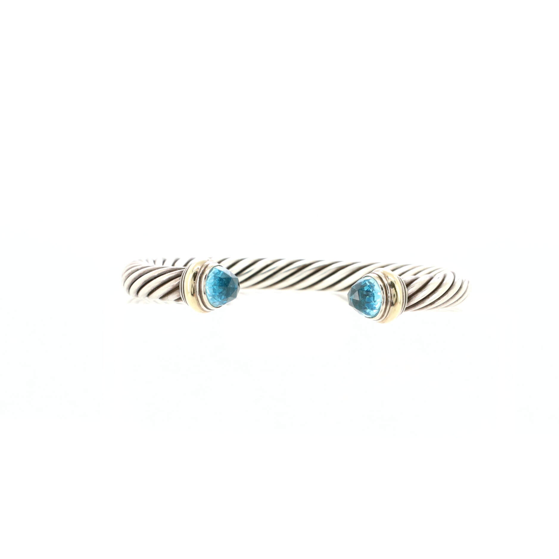 Cable Classic Bracelet Sterling Silver with 14K Yellow Gold and Topaz 7mm