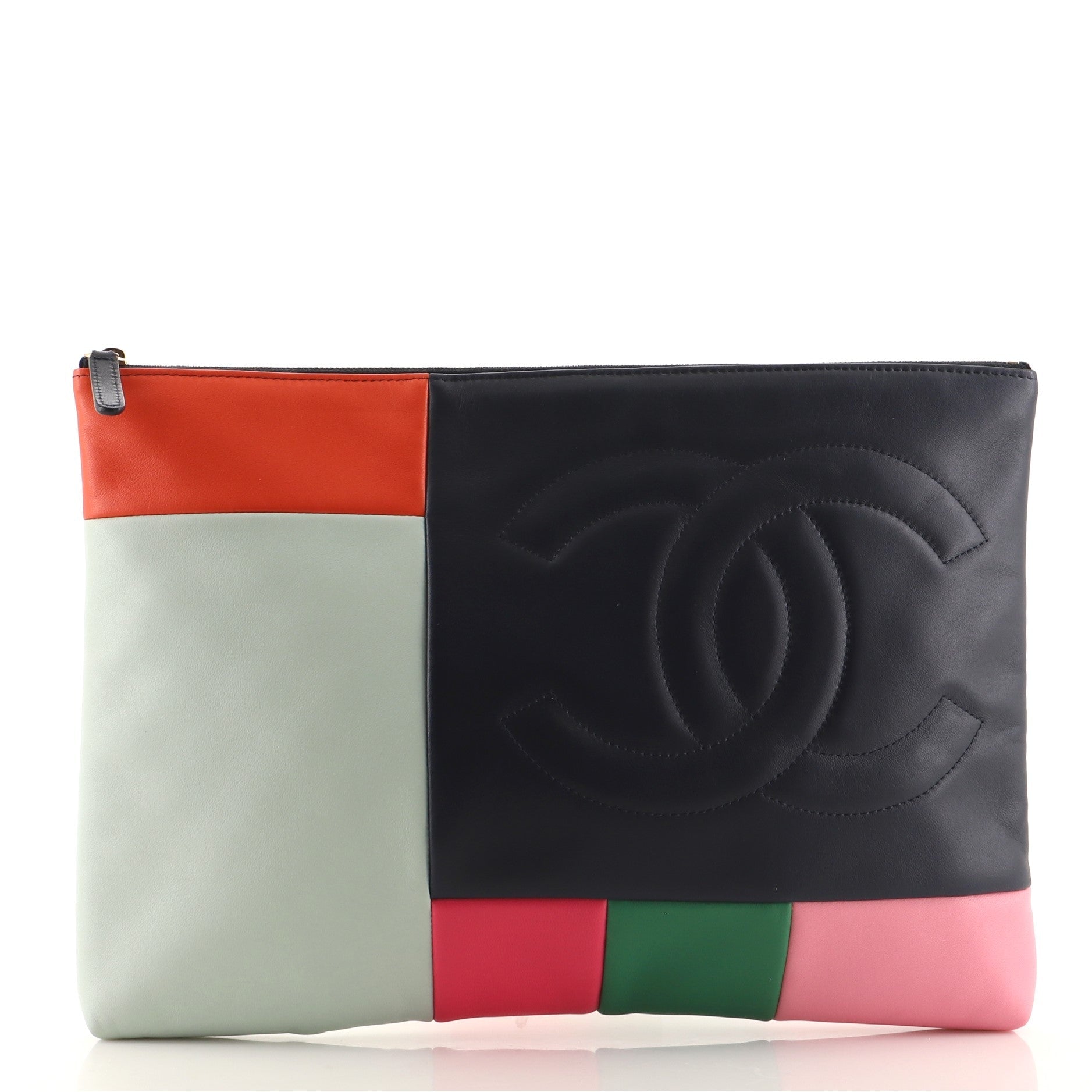 O Case Clutch Colorblock Leather Large