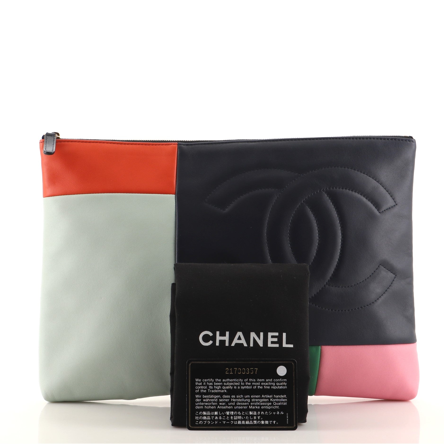O Case Clutch Colorblock Leather Large