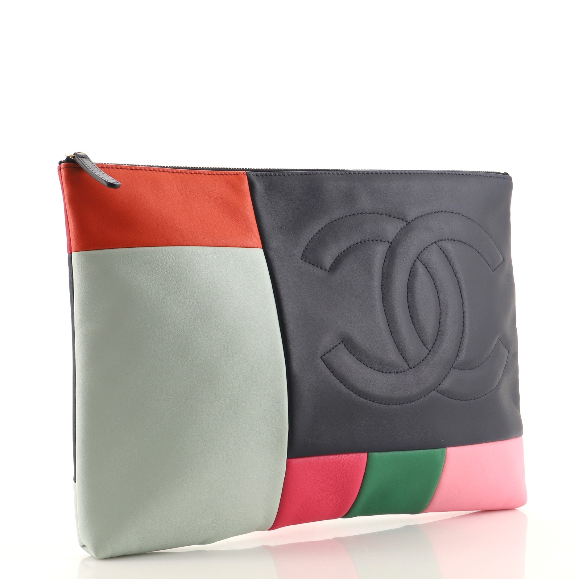 O Case Clutch Colorblock Leather Large