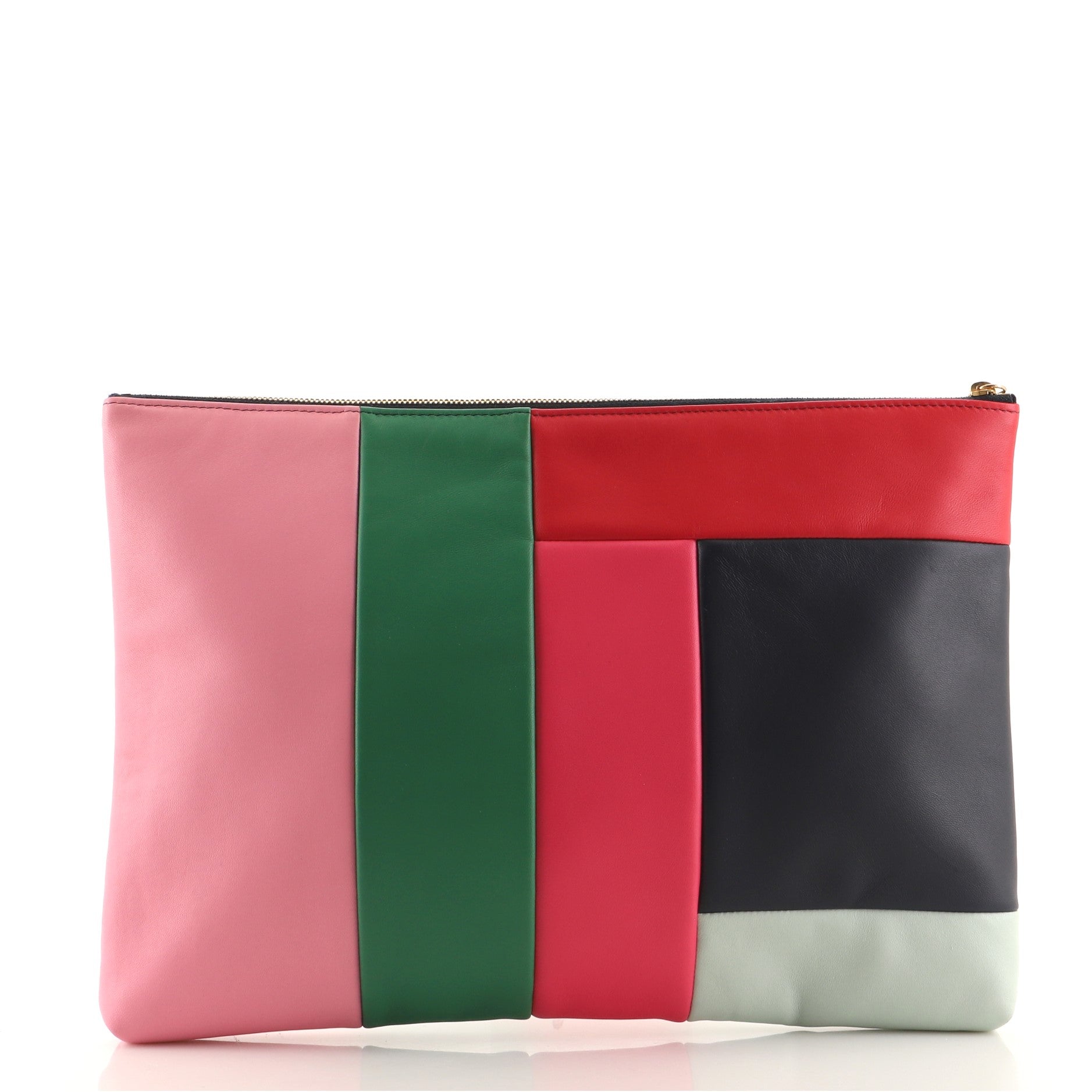 O Case Clutch Colorblock Leather Large