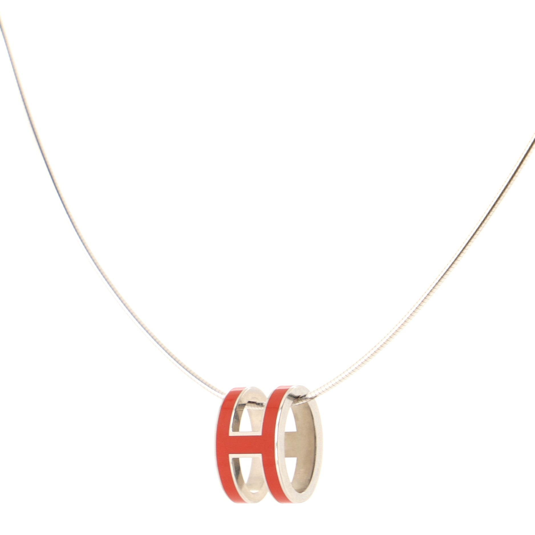 Pop H Pendant Cord Necklace Metal and Enamel