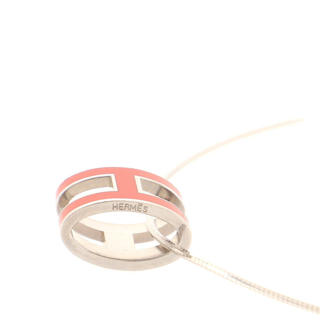 Pop H Pendant Cord Necklace Metal and Enamel