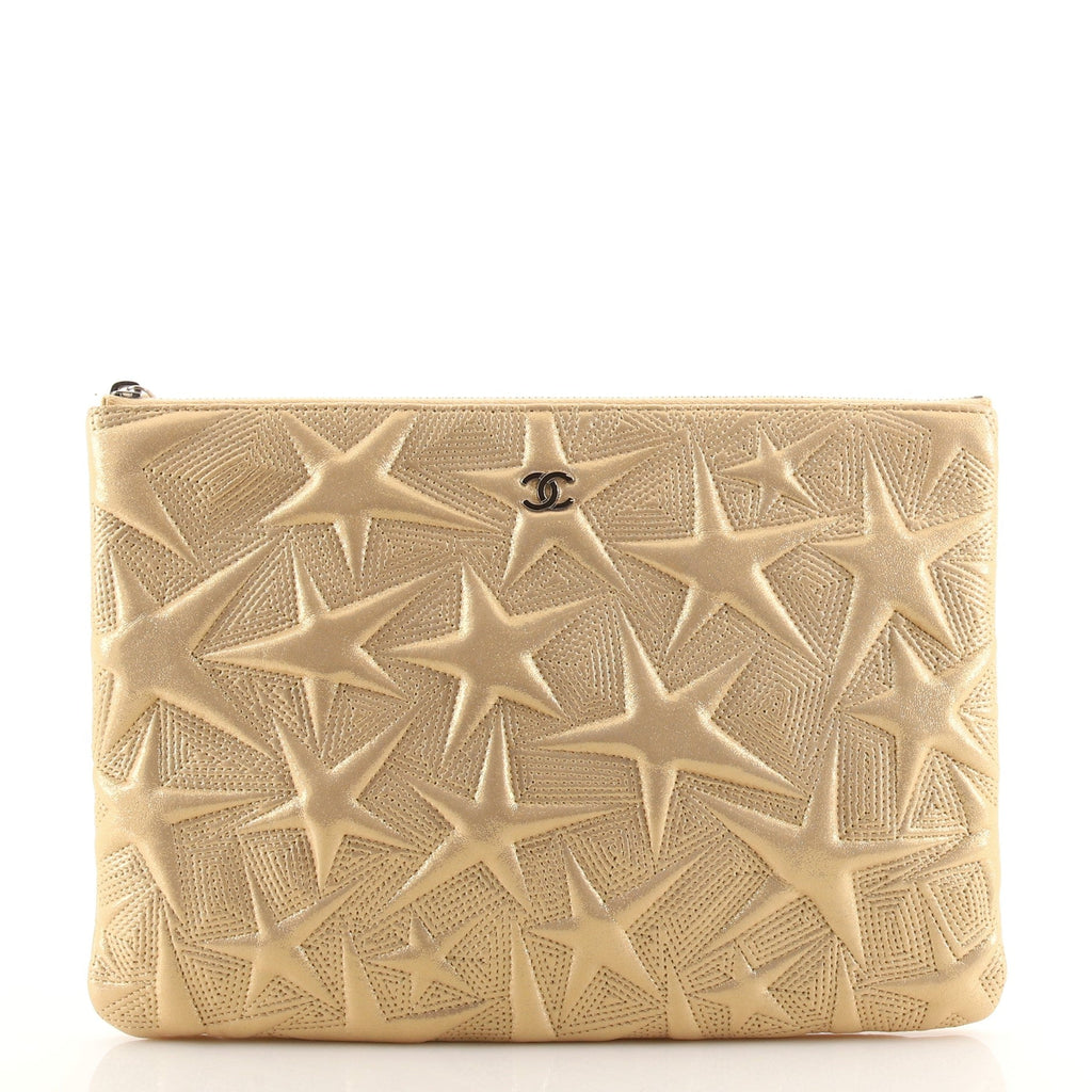 O Case Clutch Star Embossed Lambskin Medium