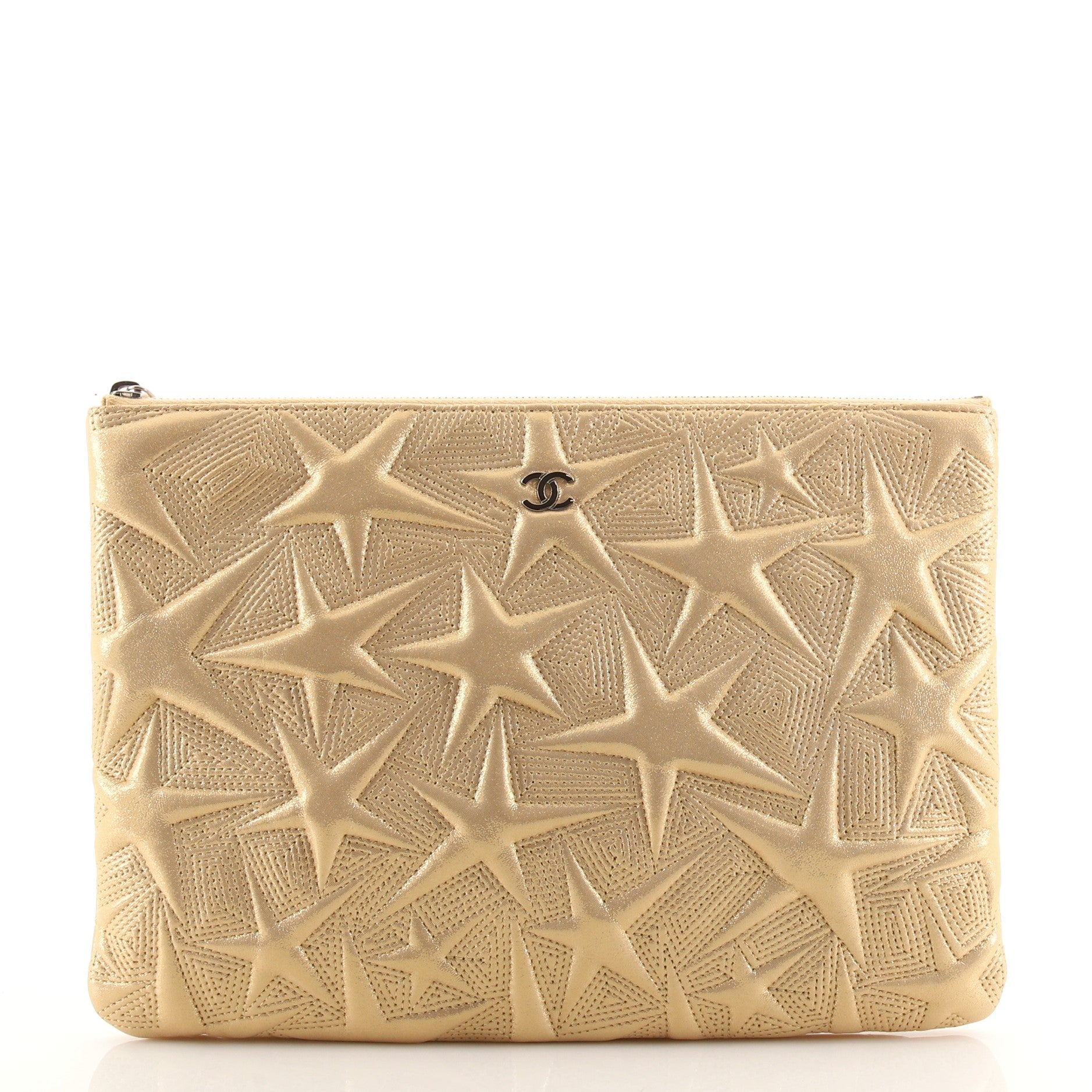 O Case Clutch Star Embossed Lambskin Medium