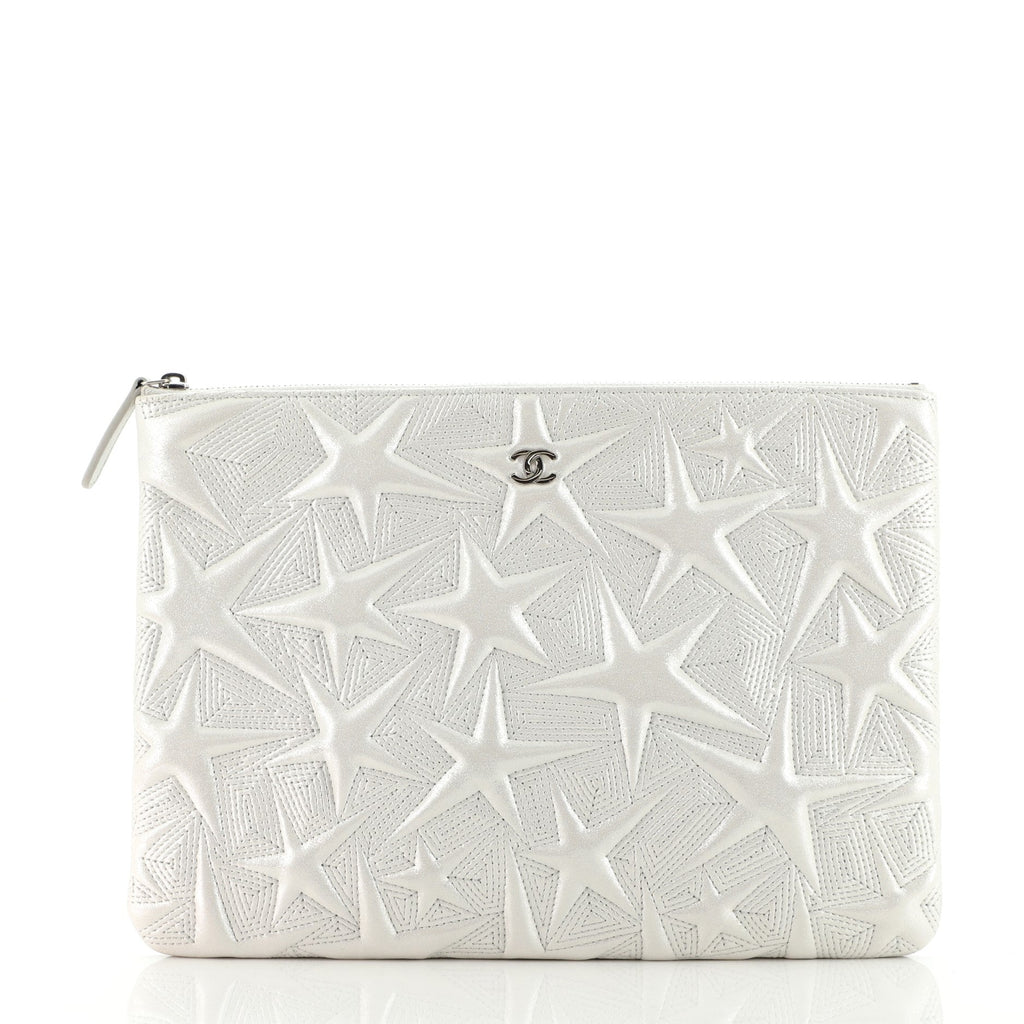 O Case Clutch Star Embossed Lambskin Medium