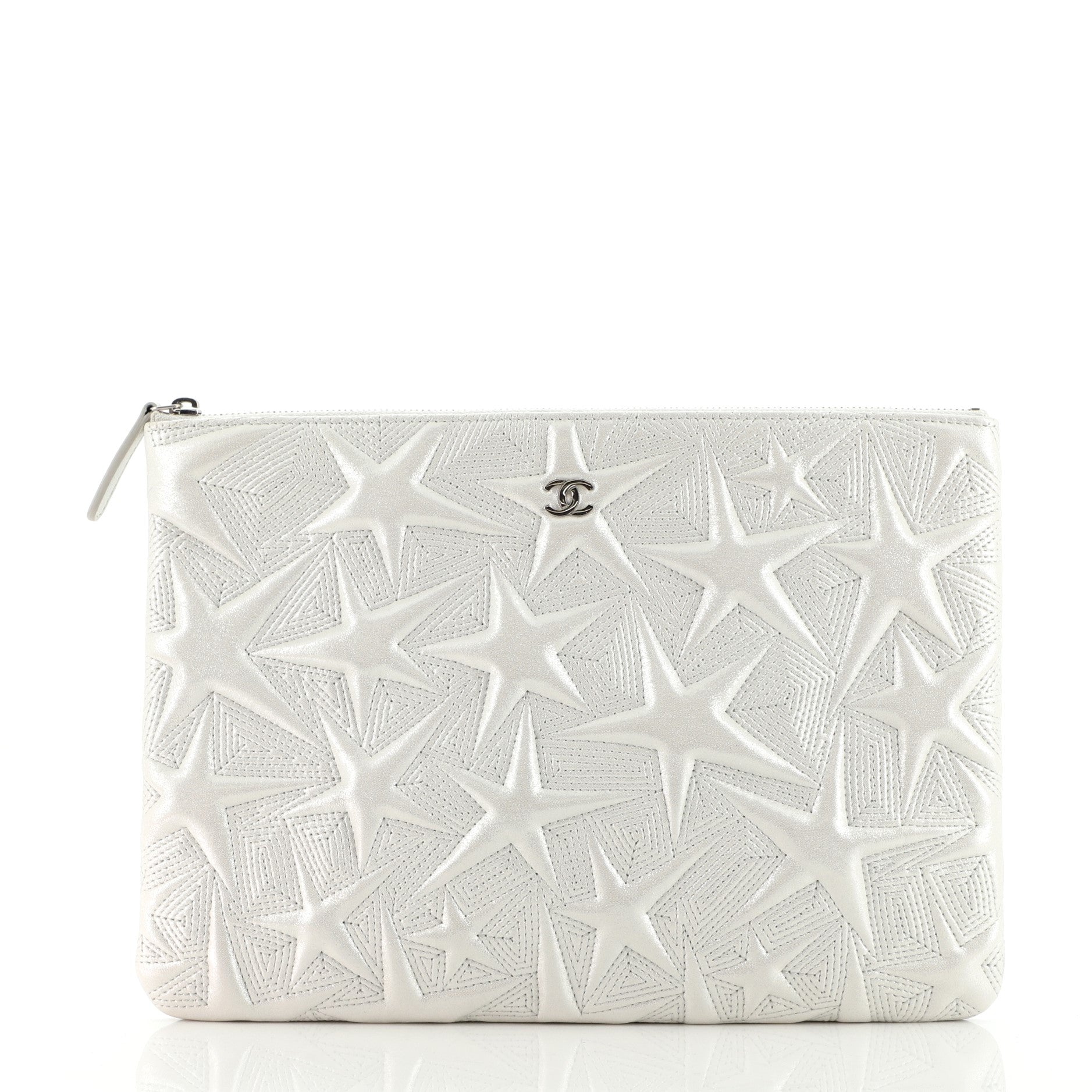 O Case Clutch Star Embossed Lambskin Medium