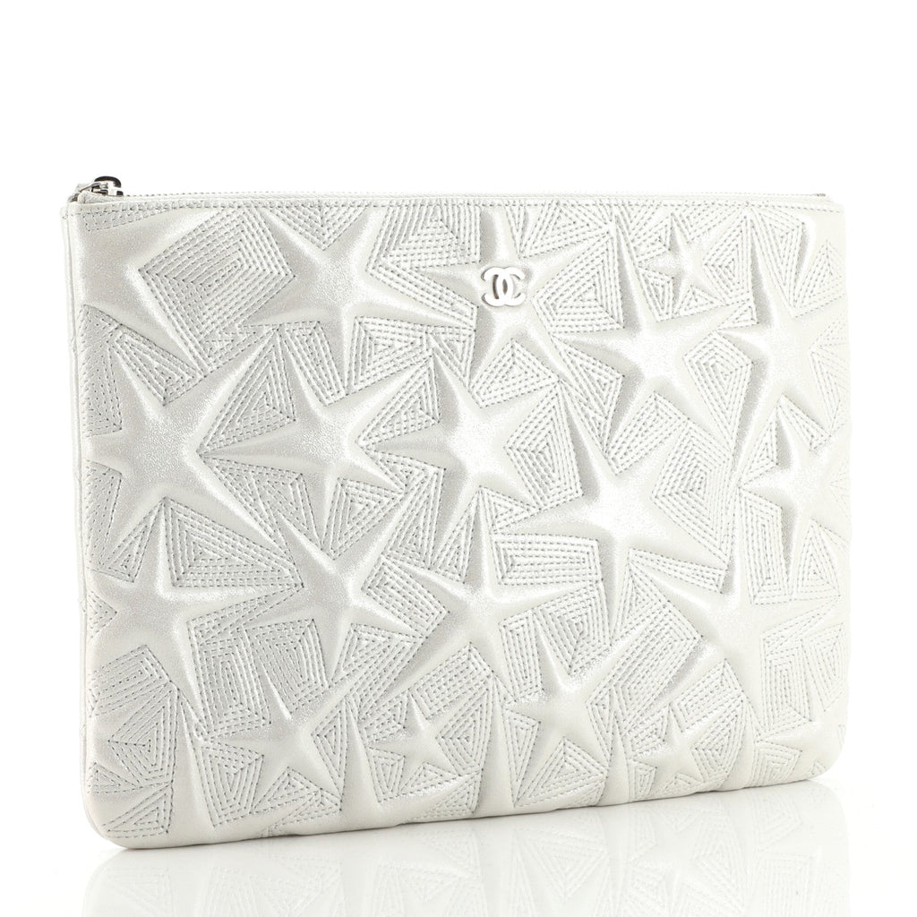 O Case Clutch Star Embossed Lambskin Medium