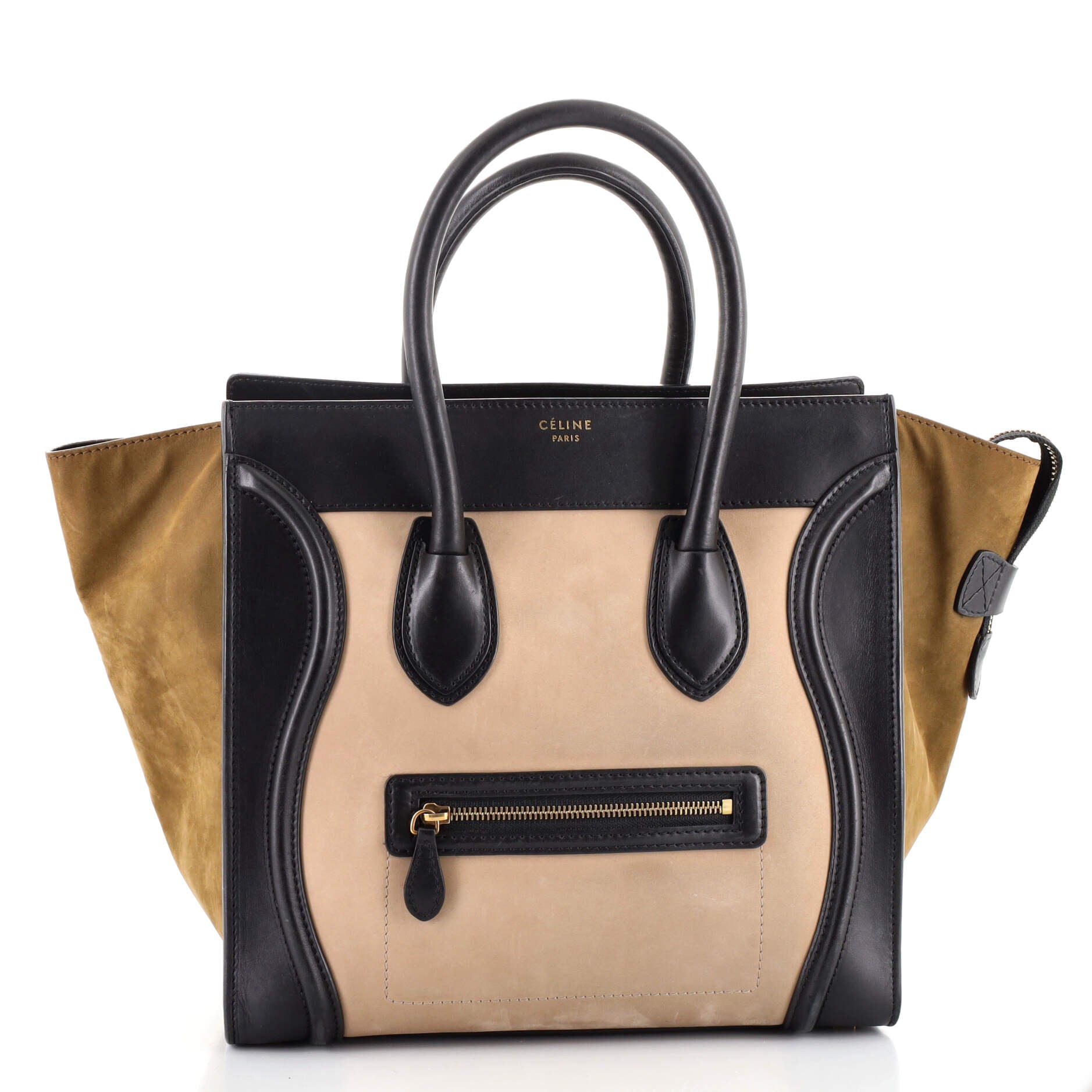 Tricolor Luggage Bag Suede Mini