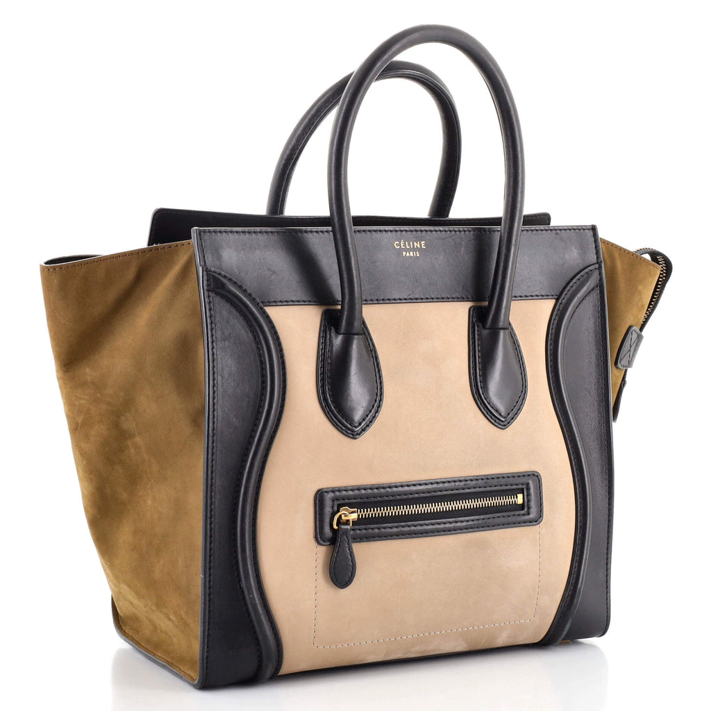 Tricolor Luggage Bag Suede Mini