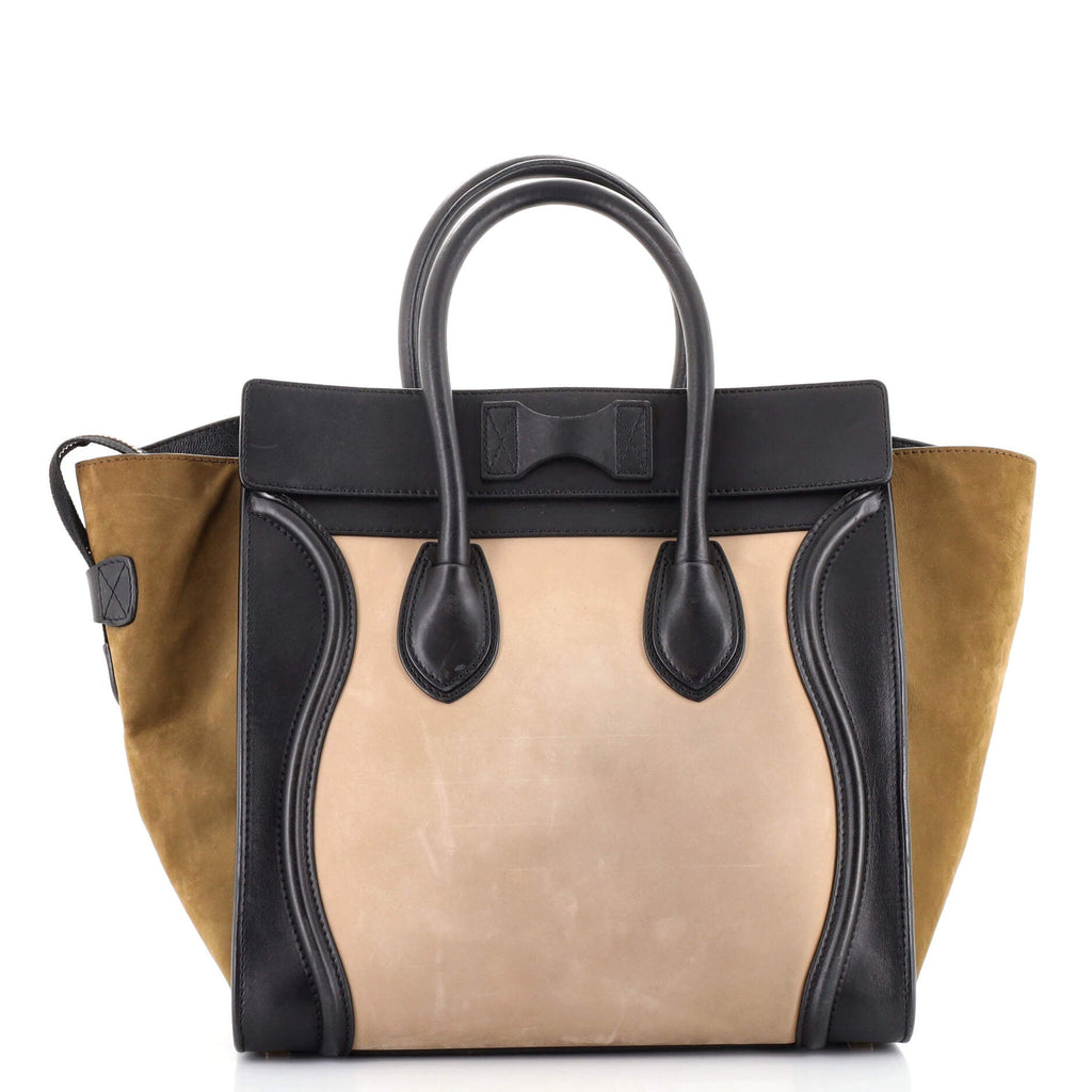 Tricolor Luggage Bag Suede Mini