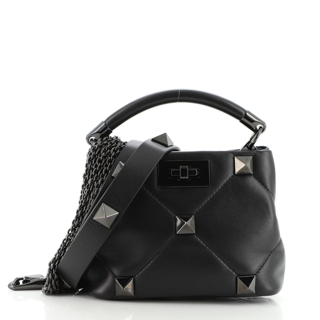 Roman Stud Top Handle Bag Quilted Leather Mini
