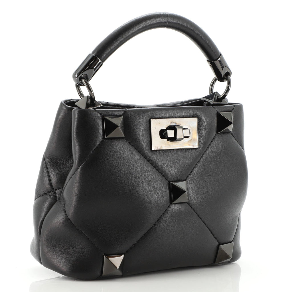 Roman Stud Top Handle Bag Quilted Leather Mini