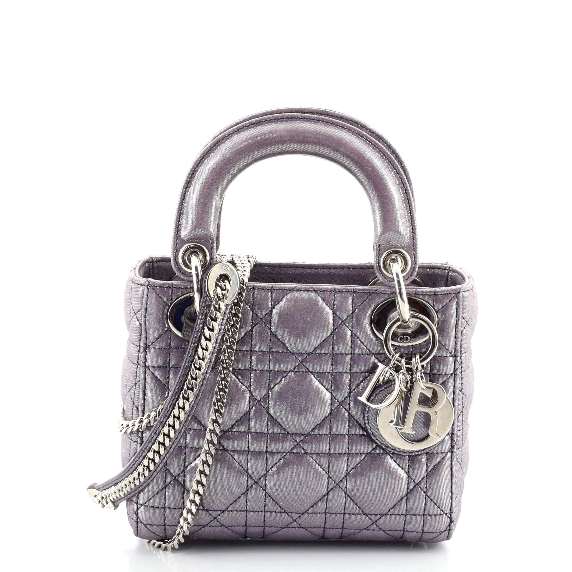 Lady Dior Chain Bag Cannage Quilt Iridescent Leather Mini