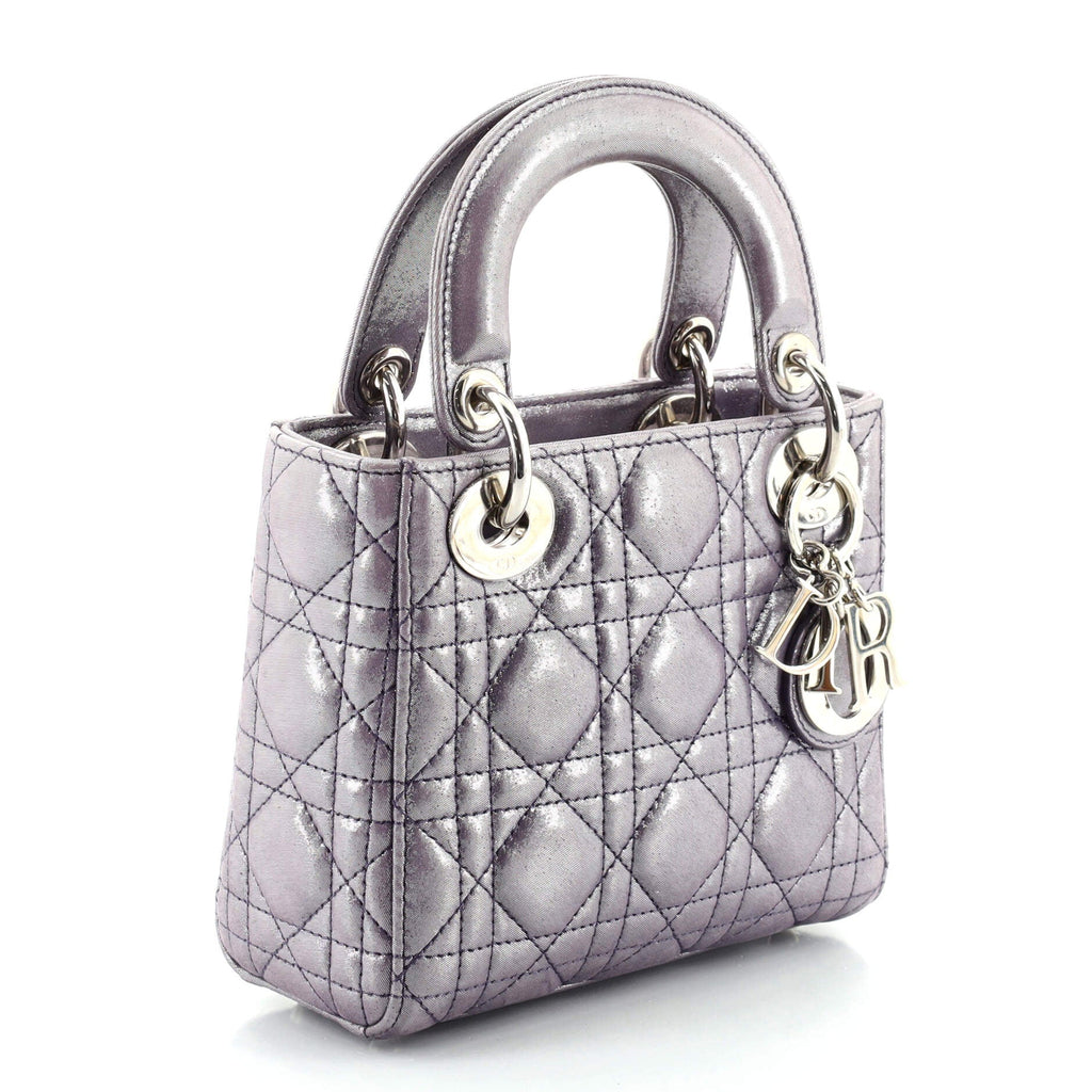 Lady Dior Chain Bag Cannage Quilt Iridescent Leather Mini