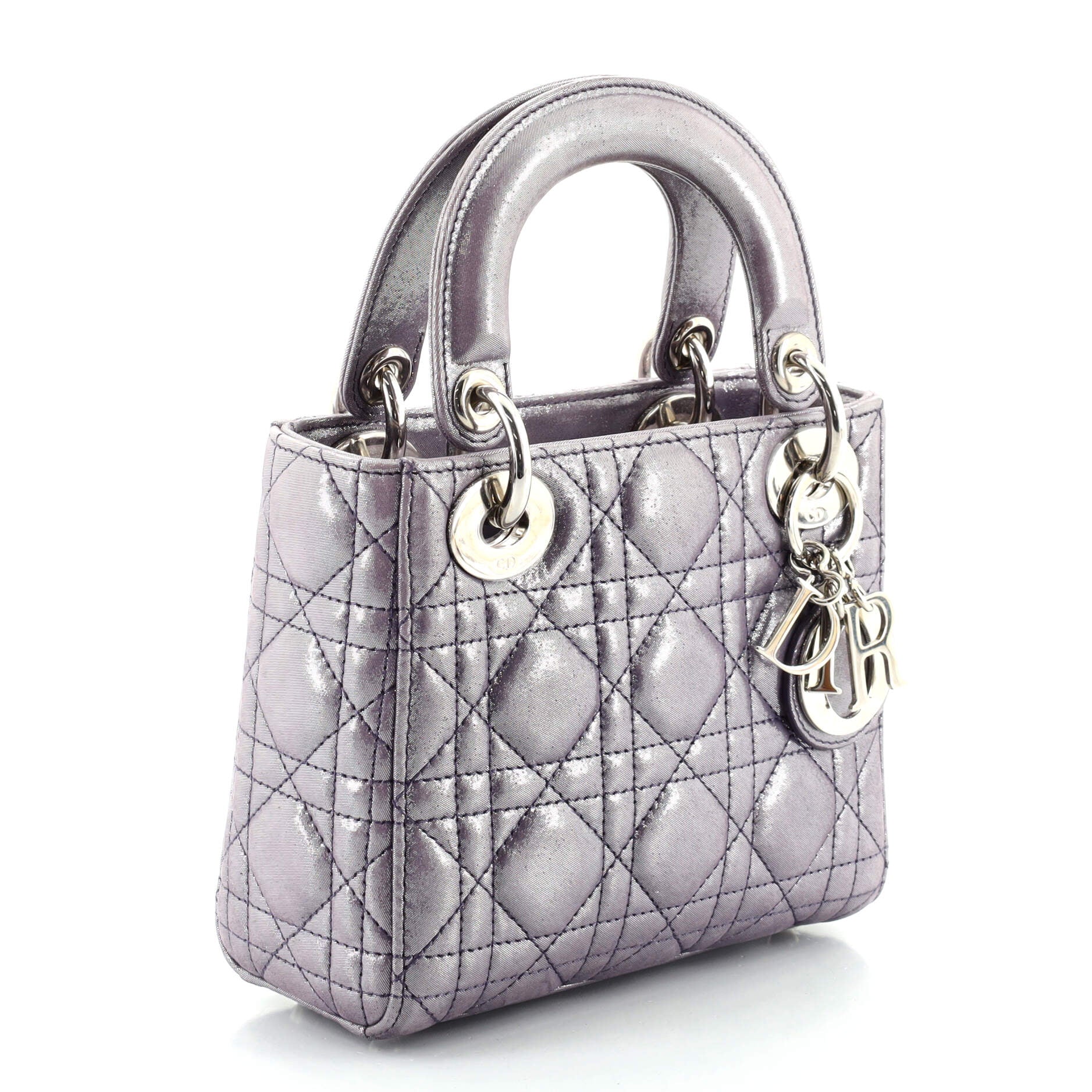 Lady Dior Chain Bag Cannage Quilt Iridescent Leather Mini