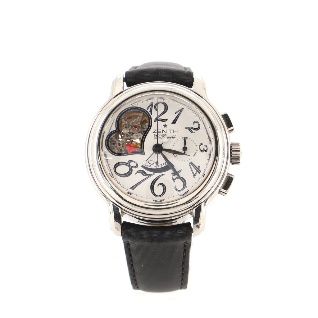 El Primero Chronomaster Open Heart Automatic Watch Stainless Steel and Leather 37