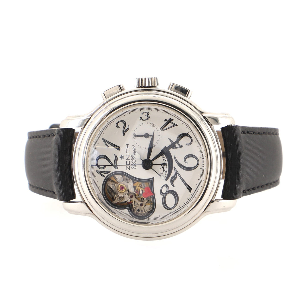 El Primero Chronomaster Open Heart Automatic Watch Stainless Steel and Leather 37