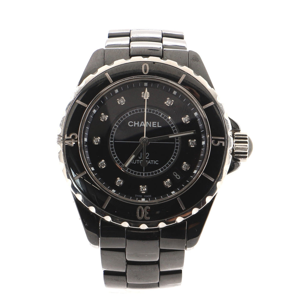 J12 Automatic Watch Ceramic and Stainless Steel with Diamond Markers 38