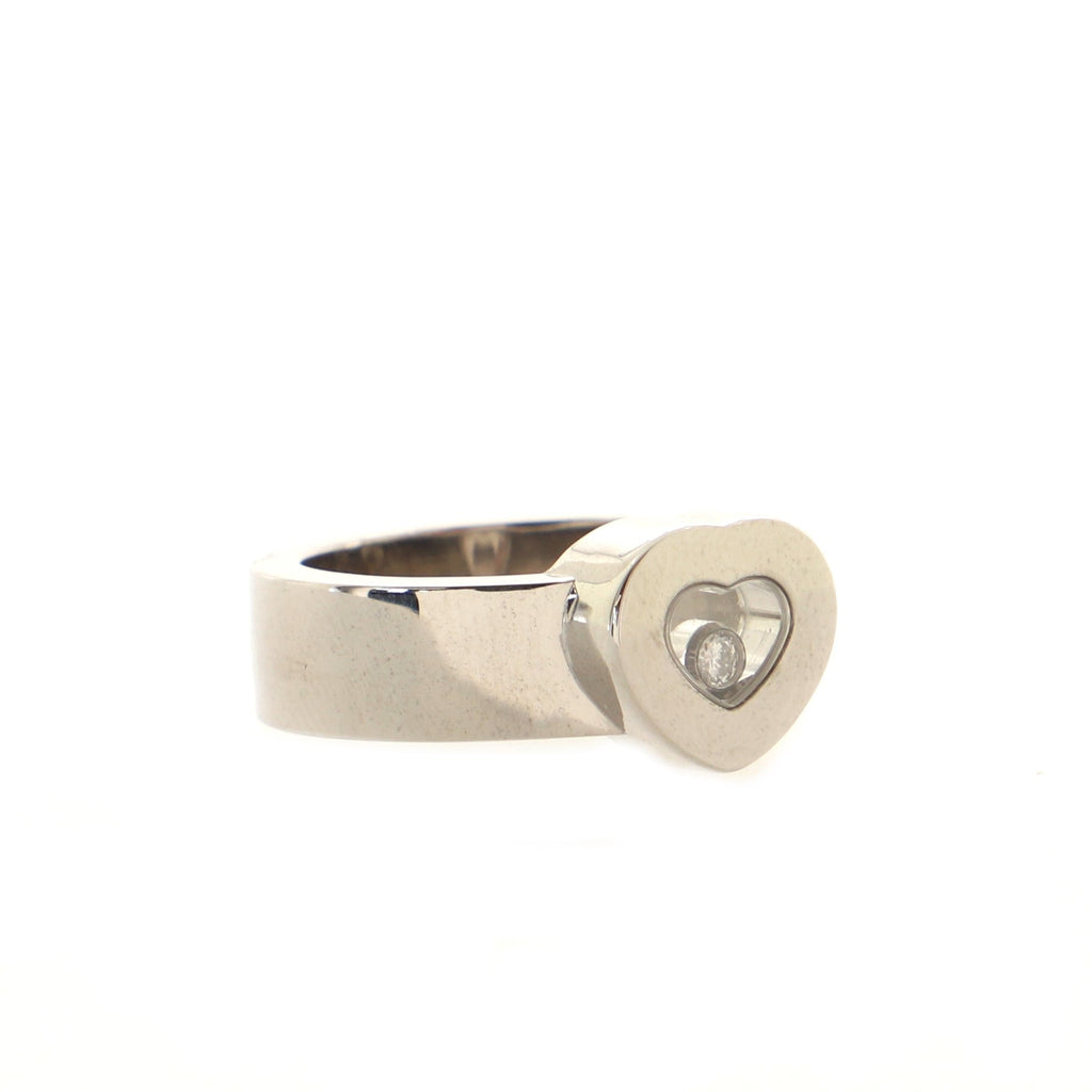 Happy Diamonds 1 Diamond Heart Ring 18K White Gold with 1 Floating Diamond