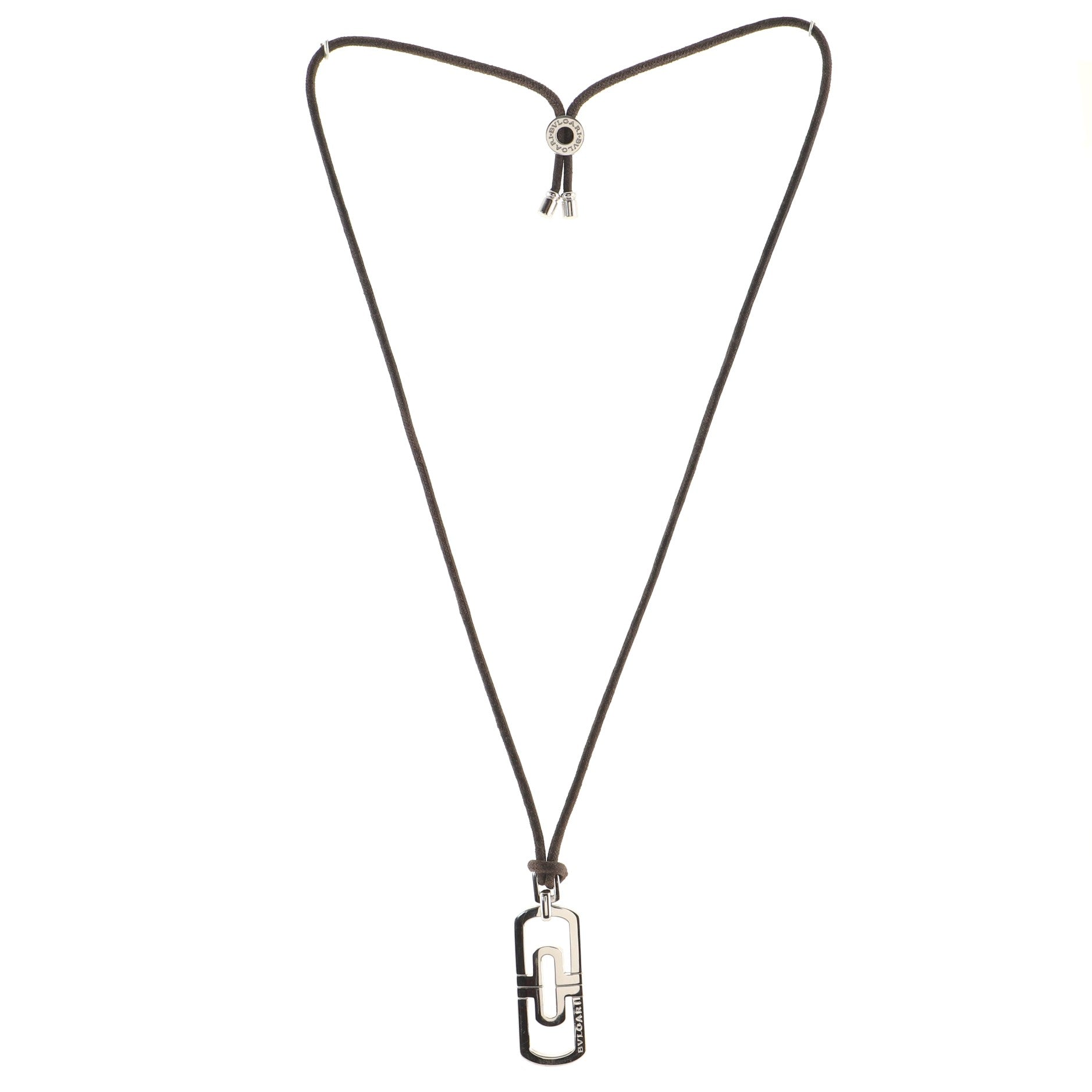 Parentesi Pendant Necklace 18K White Gold with Leather Cord