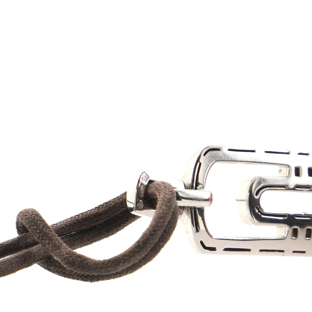 Parentesi Pendant Necklace 18K White Gold with Leather Cord