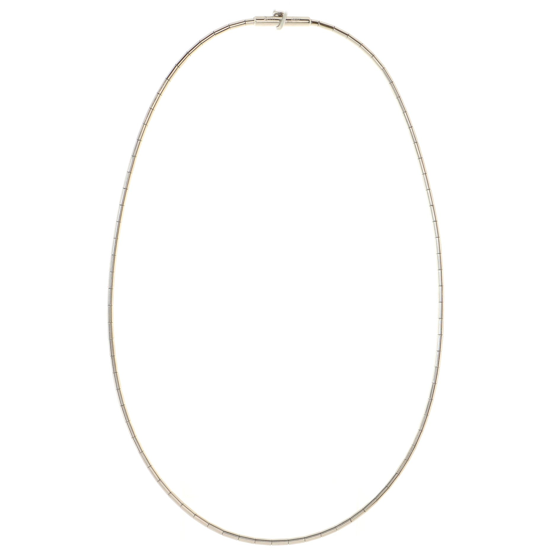 Omega Tube Chain Necklace 18K White Gold