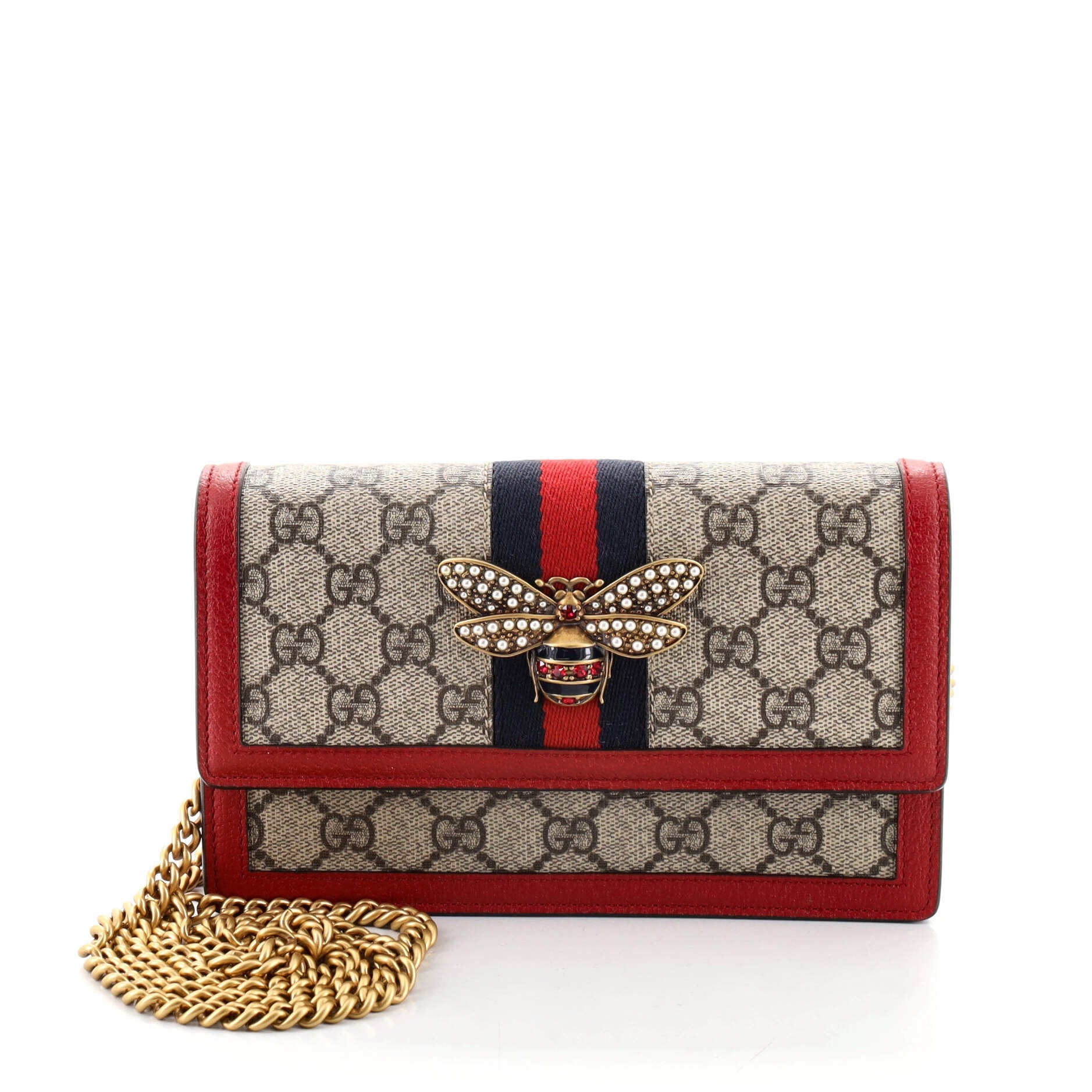 Queen Margaret Chain Wallet GG Coated Canvas Mini
