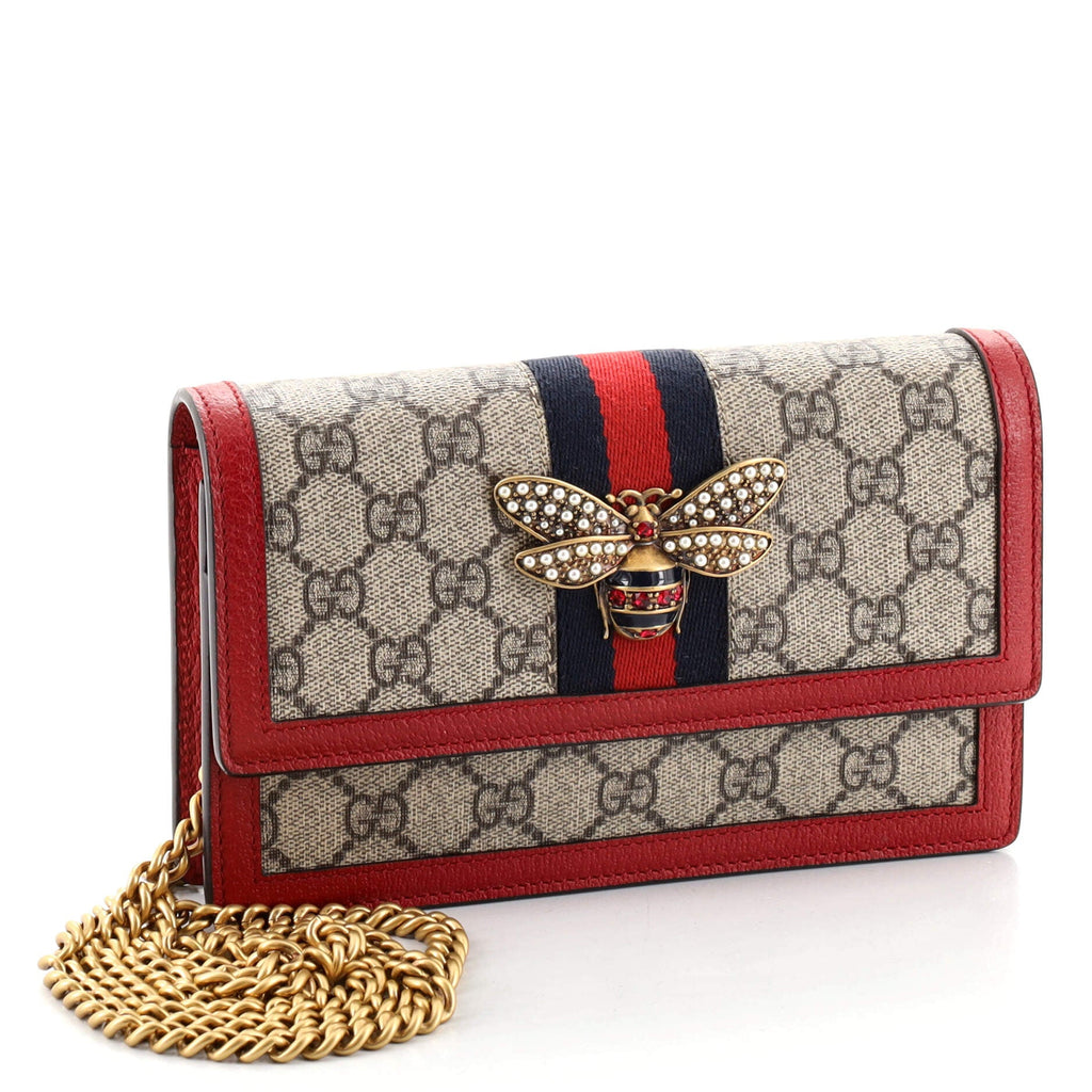 Queen Margaret Chain Wallet GG Coated Canvas Mini
