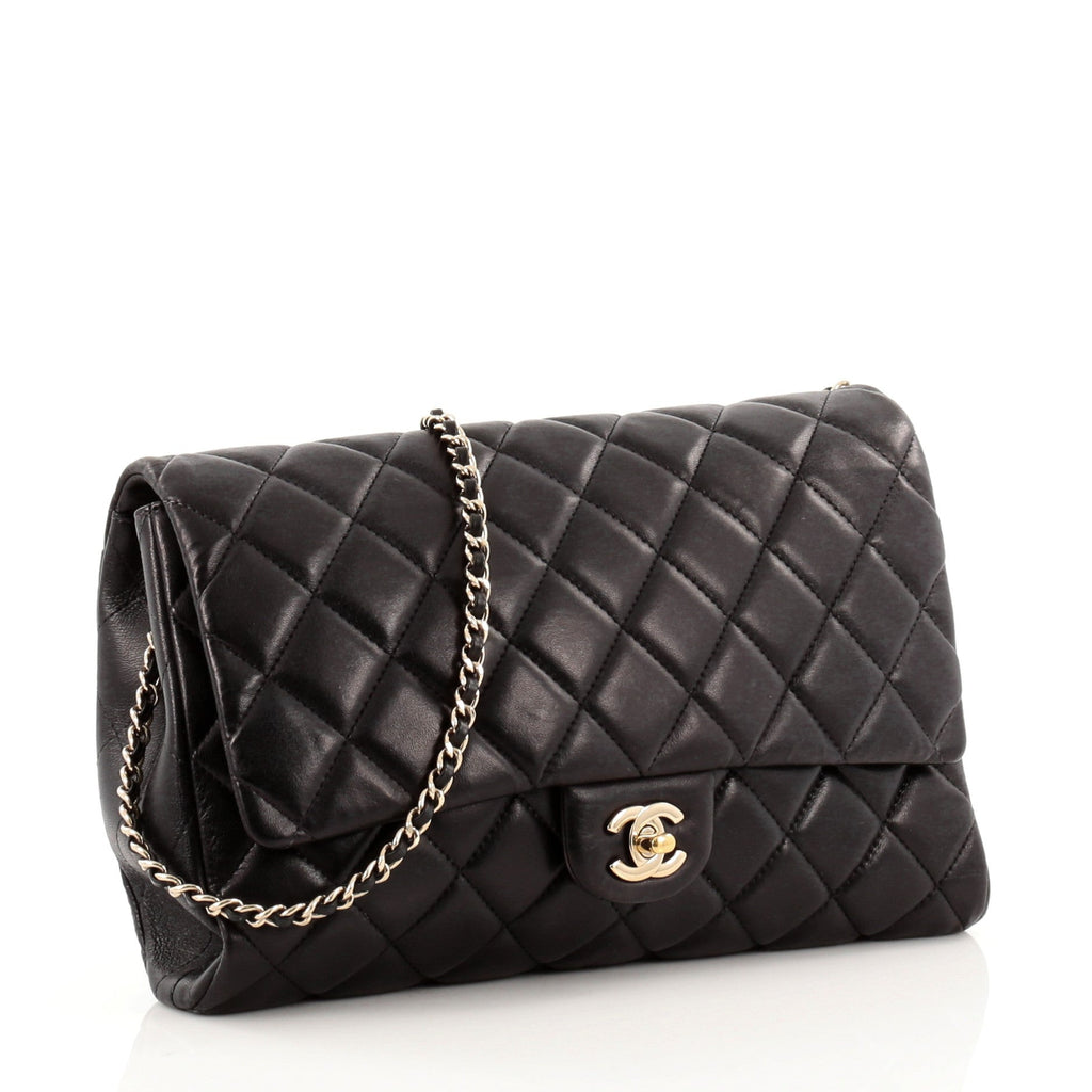 Clutch with Chain Quilted Lambskin