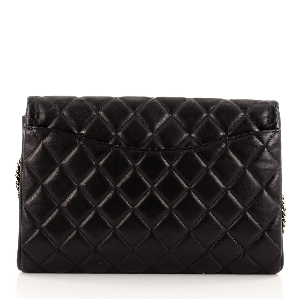Clutch with Chain Quilted Lambskin
