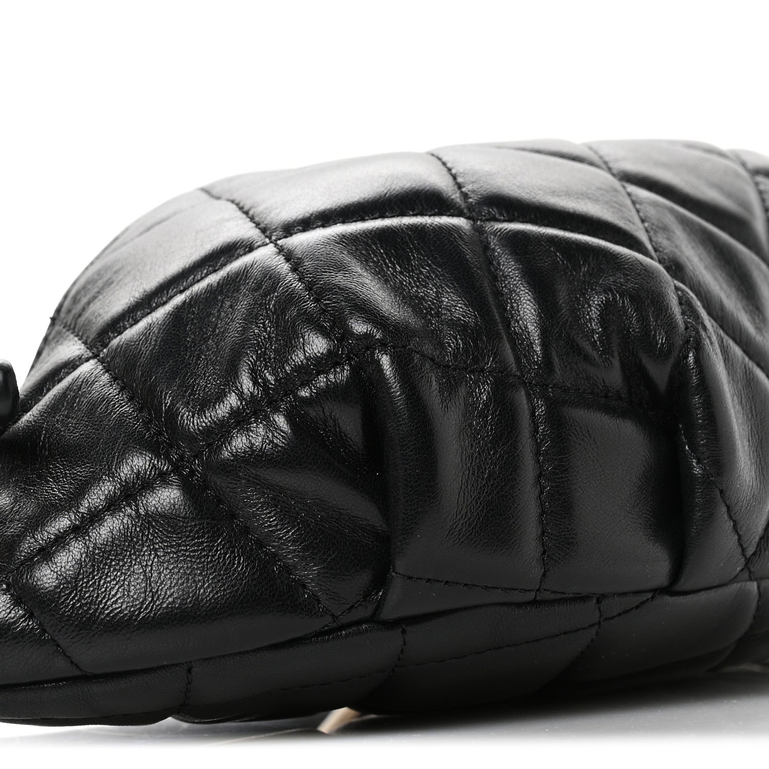 Lambskin Quilted Waist Bag Fanny Pack Black