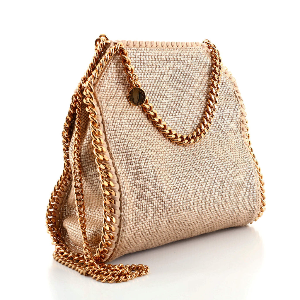 Falabella Fold Over Bag Metallic Woven Raffia Mini