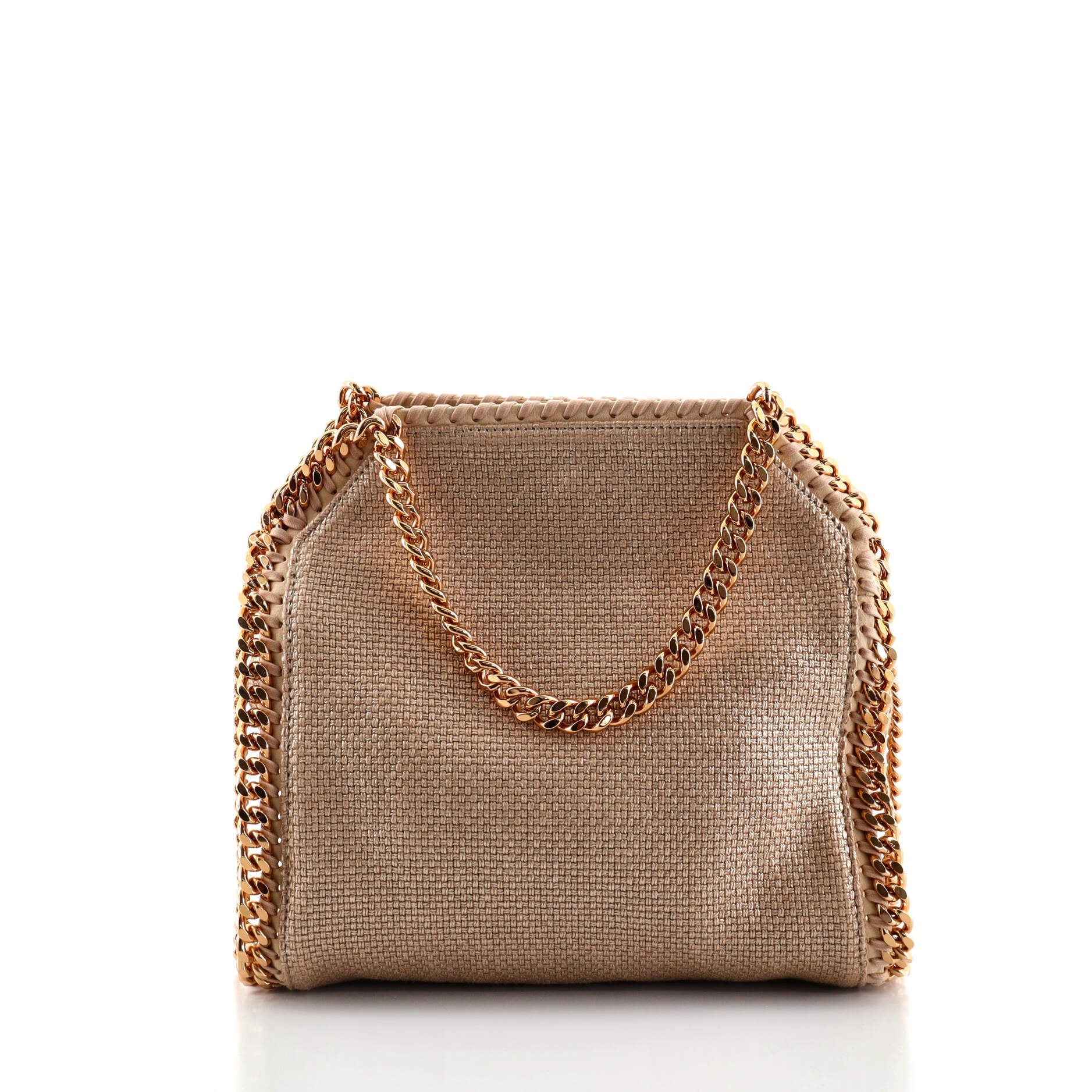 Falabella Fold Over Bag Metallic Woven Raffia Mini