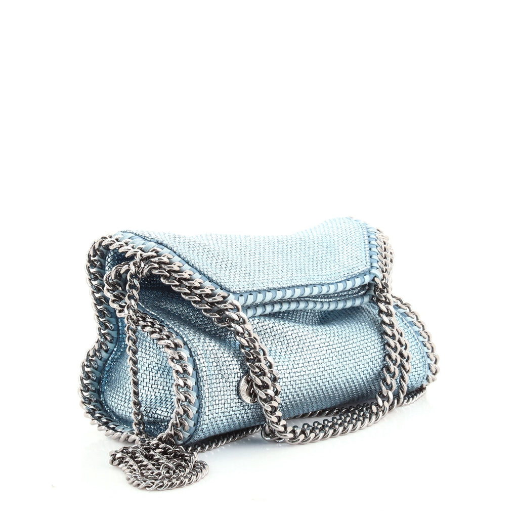 Falabella Fold Over Bag Metallic Woven Raffia Mini