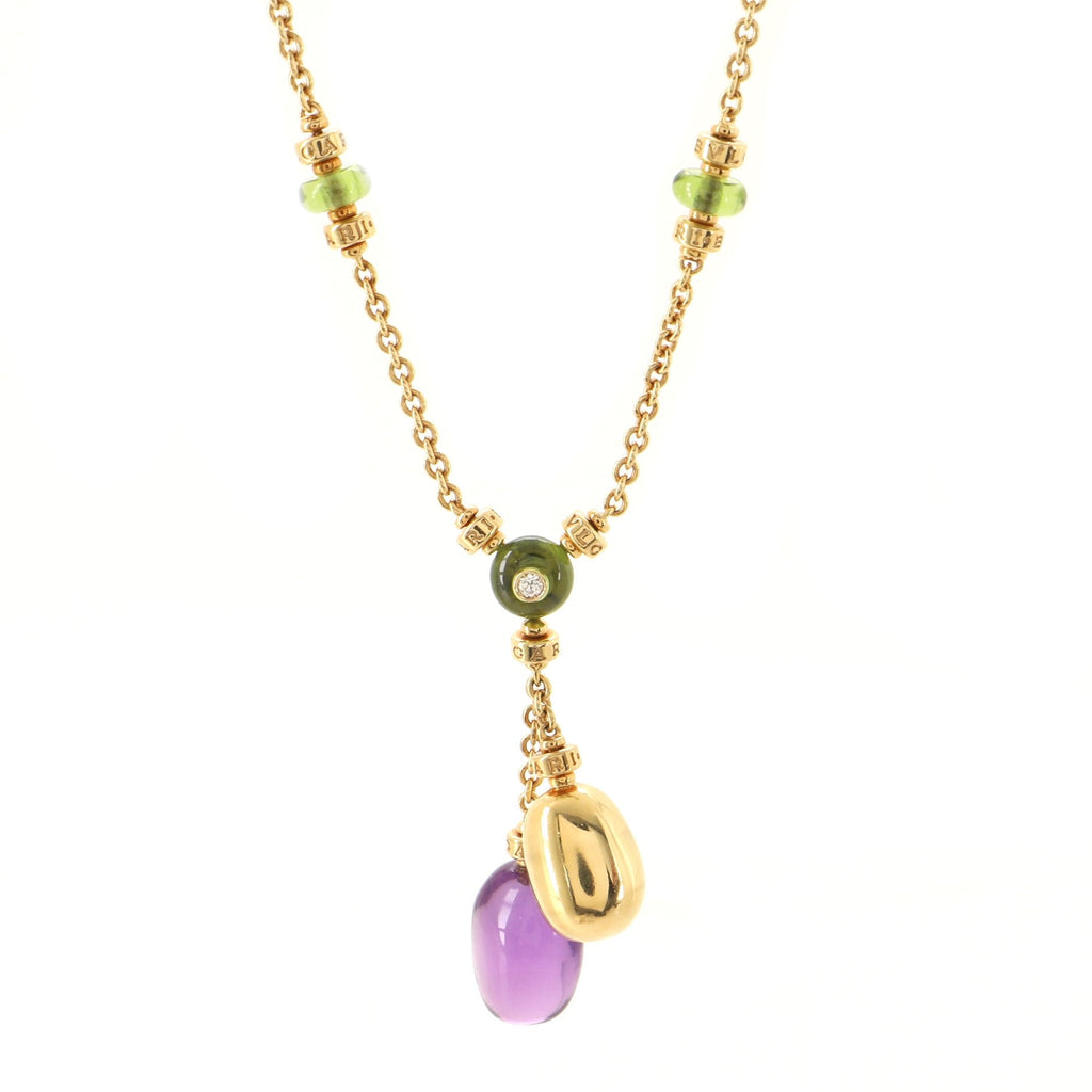 Mediterranean Eden Necklace 18K Yellow Gold, Amethyst, Peridot